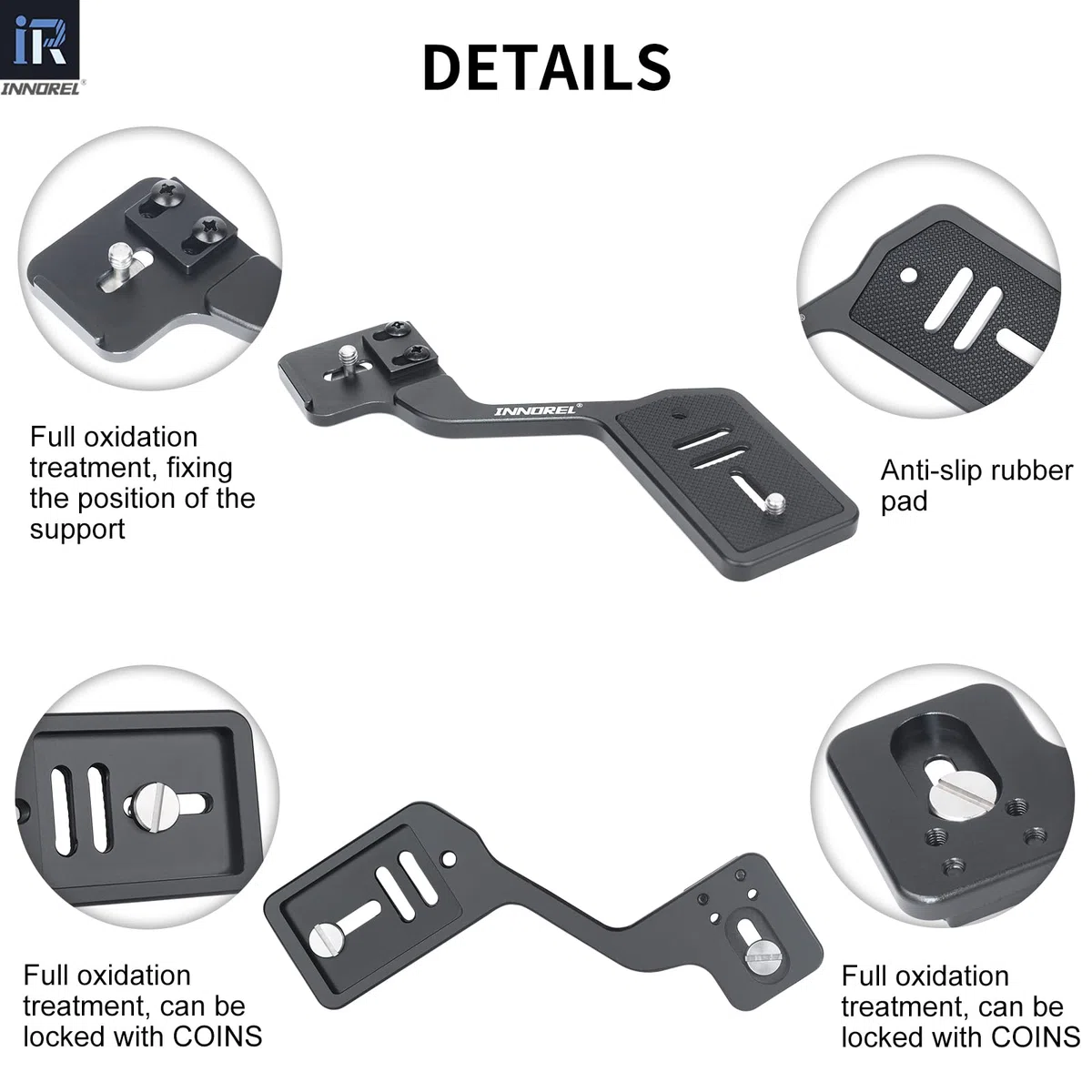 INNOREL Kamera Taschenlampe Stativ Halterung Professionelle multifunktionale tragbare Universal Aluminium Halterung mit Dual 1/4" Schraube Halterung Für Kamera Stand Shooting LED Licht Stand Mikrofon