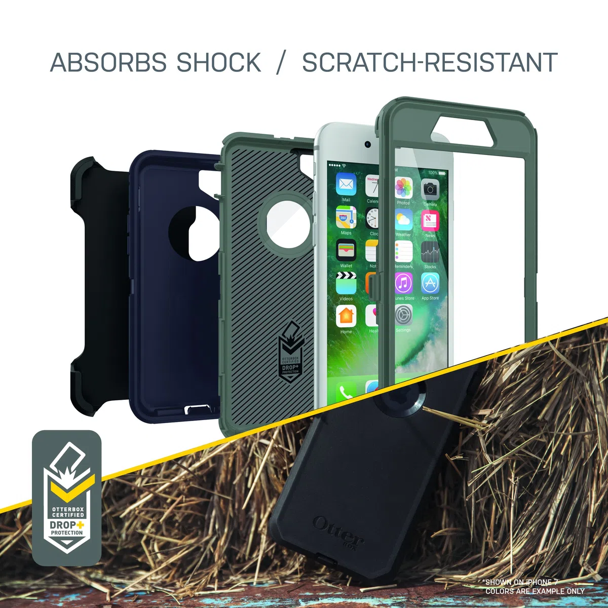OtterBox Defender Hülle für iPhone 7/8/SE 2. gen/SE 3. gen, stoßfest, sturzsicher, Ultra-robust, schützende Hülle, 4X getestet nach Militärstandard, Schwarz, Keine Einzelhandelsverpackung