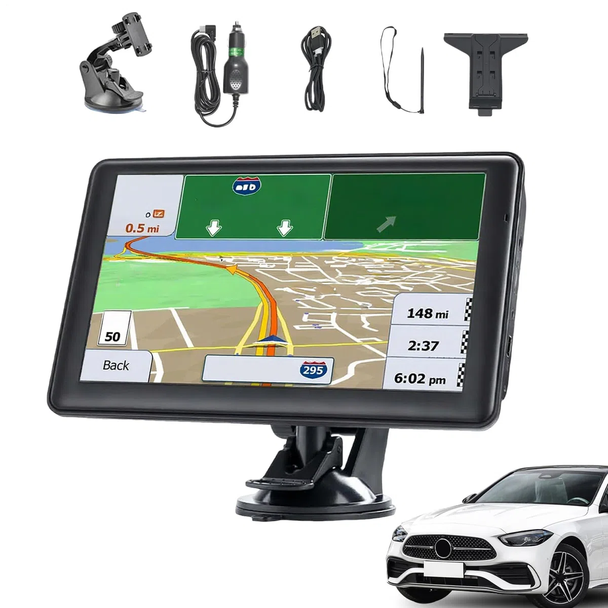 GPS-Navigationsgerät für, 17,7 cm, intelligentes Touchscreen-Gerät mit hochauflösendem Bildschirm und Karten für Fahrzeuge LKW und Lange Reisen