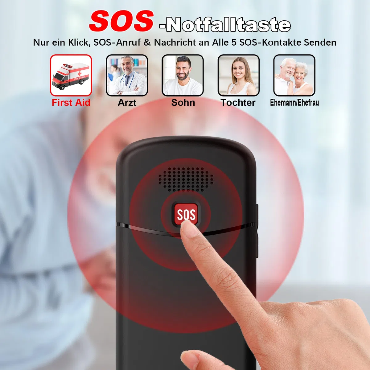 4G Seniorenhandy mit Großen Tasten | Mobiltelefon Ohne Vertrag mit Nano-SIM-Schlitz | 1.7 Zoll LCD | SOS-Funktion | Kurzwahl | Tastenhandy mit Taschenlampe | Ladestation | Schwarz