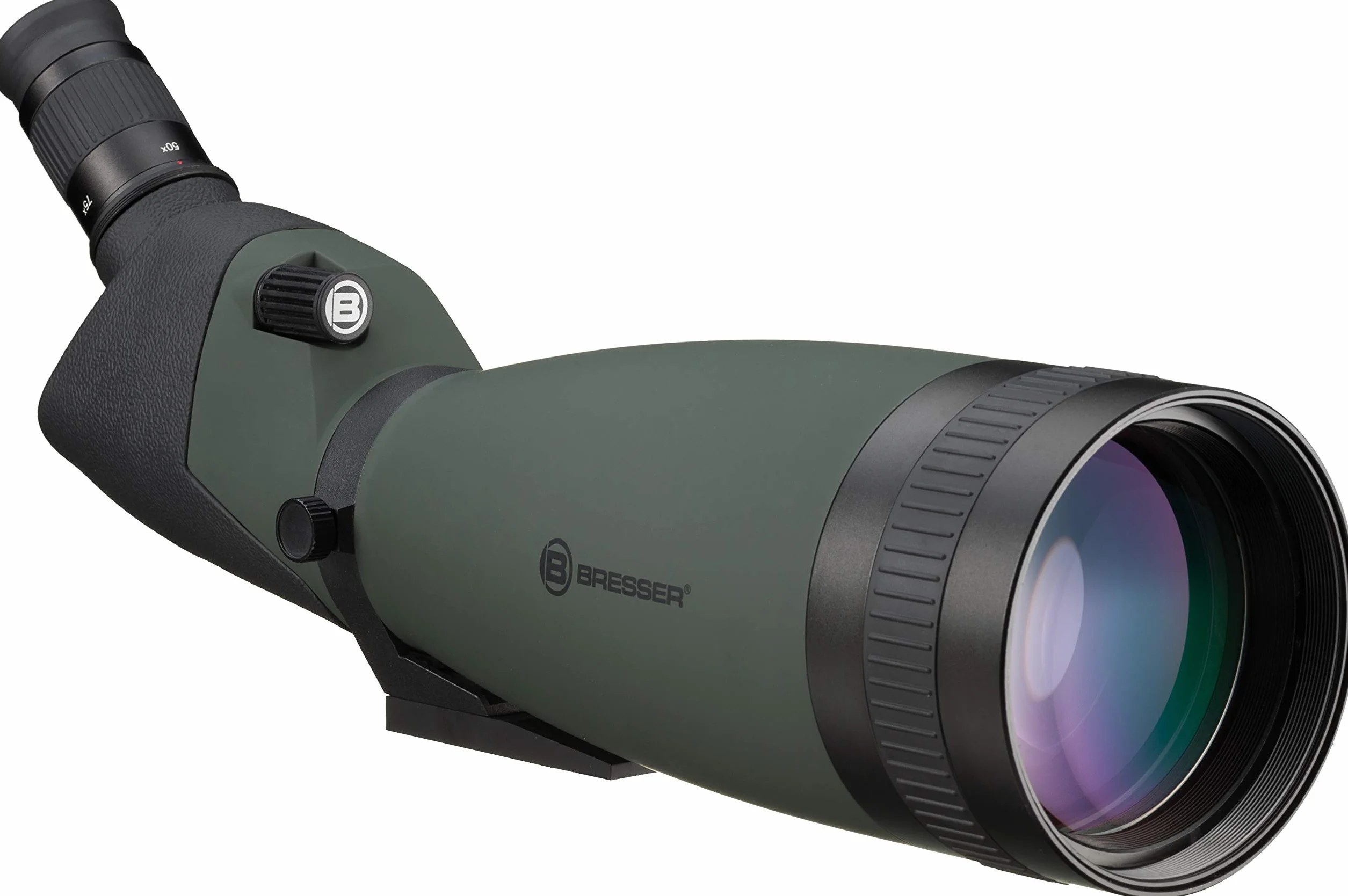 Bresser Spektiv Pirsch 25x-75x100, wasserdicht mit stufenloser Zoomfunktion und voller Mehrschichtvergütung, inklusive Sonnenblende und Bereitschaftstasche