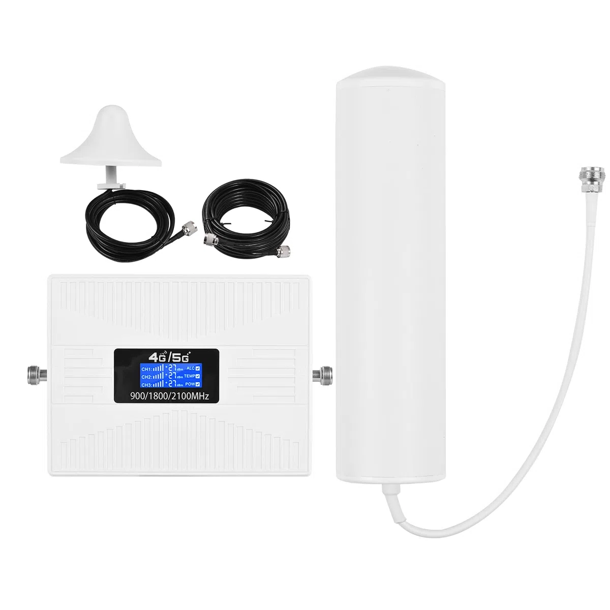 Signal Booster Kit Telefon Signalverstärker Handy Signal Booster Mobile Signal Repeater Tri Band Signal Booster Repeater mit Zylinderantenne Omnidirektionale Deckenantenne 2G 3G 4G Handy
