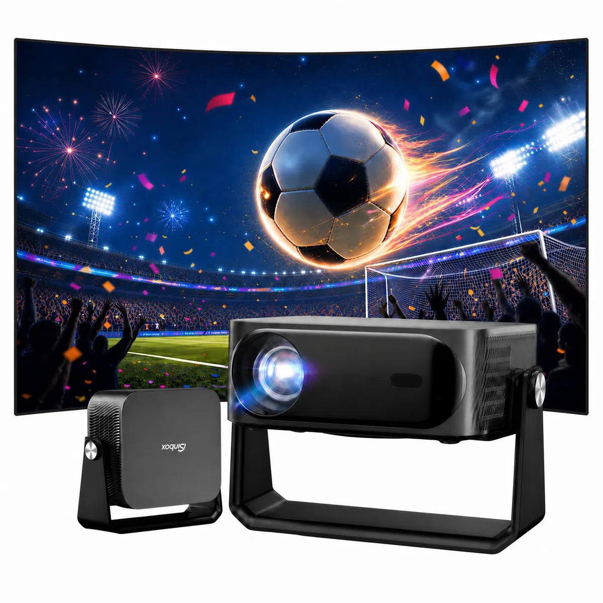 iSinbox 4K Outdoor Beamer mit Netflix, 2x15W Dolby Audio, Autofokus | Schwenkbarer Ständer, 6D Keystone,1500 ANSI HDR10+ Mobiler Projector Heimkino, Garten & Camping