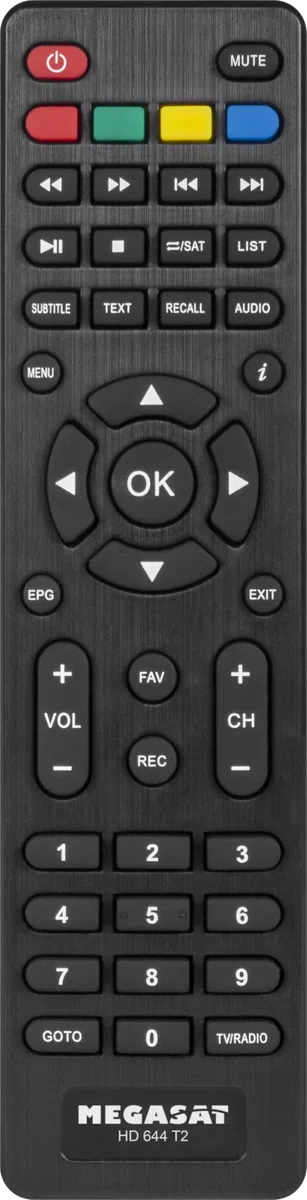 Megasat HD 644 T2 – DVB-T2 Receiver für Free TV – Schwarz | Empfängt alle freien Sender über Antenne, USB-Mediaplayer, Full HD, SCART, HDMI