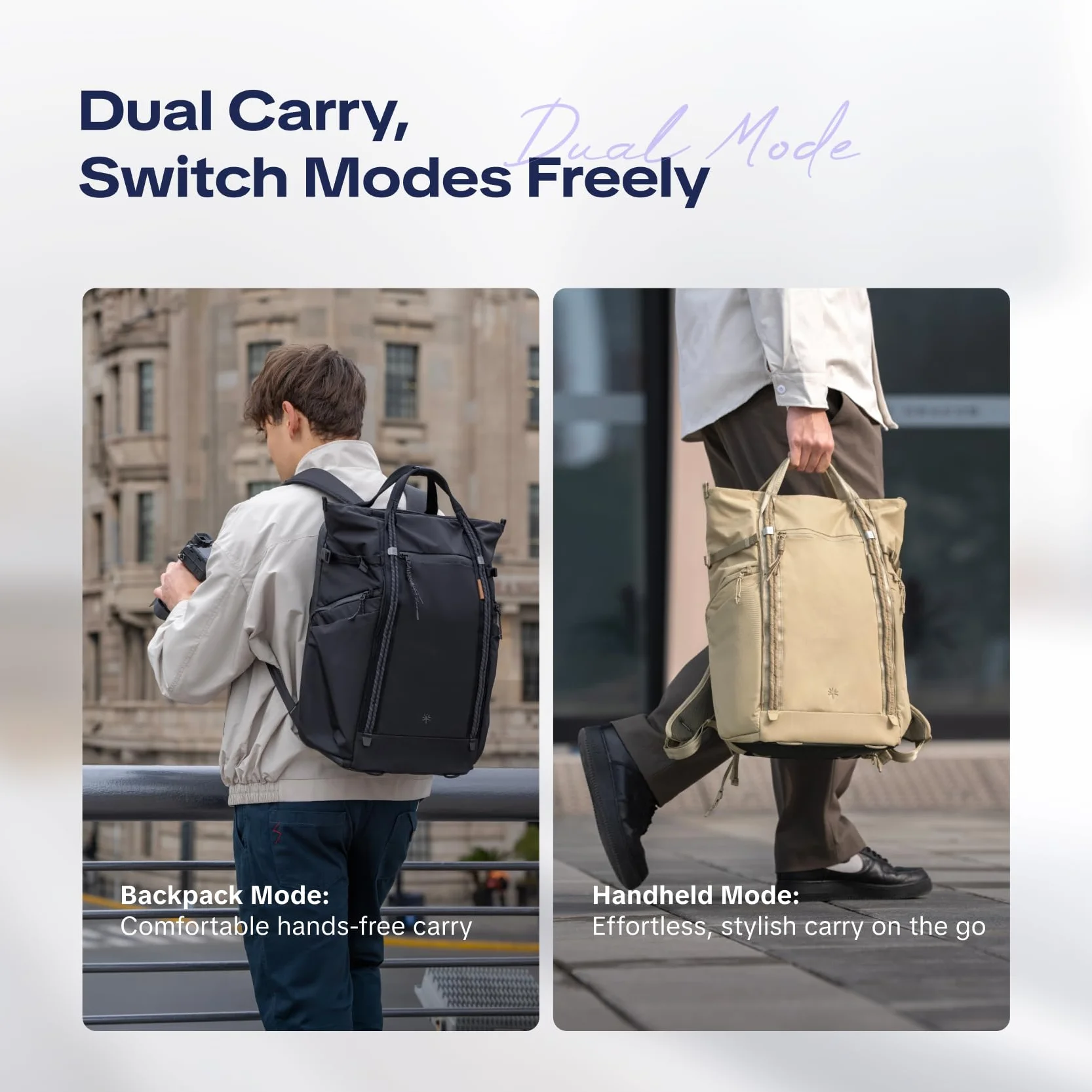 PGYTECH OneGo Roamer Kamerarucksack 25L, Wasserabweisender Casual Tote-Rucksack mit Zwei Tragearten, für DSLR/Spiegellose Kameras, DJI Mavic Drohne, 16" MacBook Pro, Stativhalter (Schwarz)