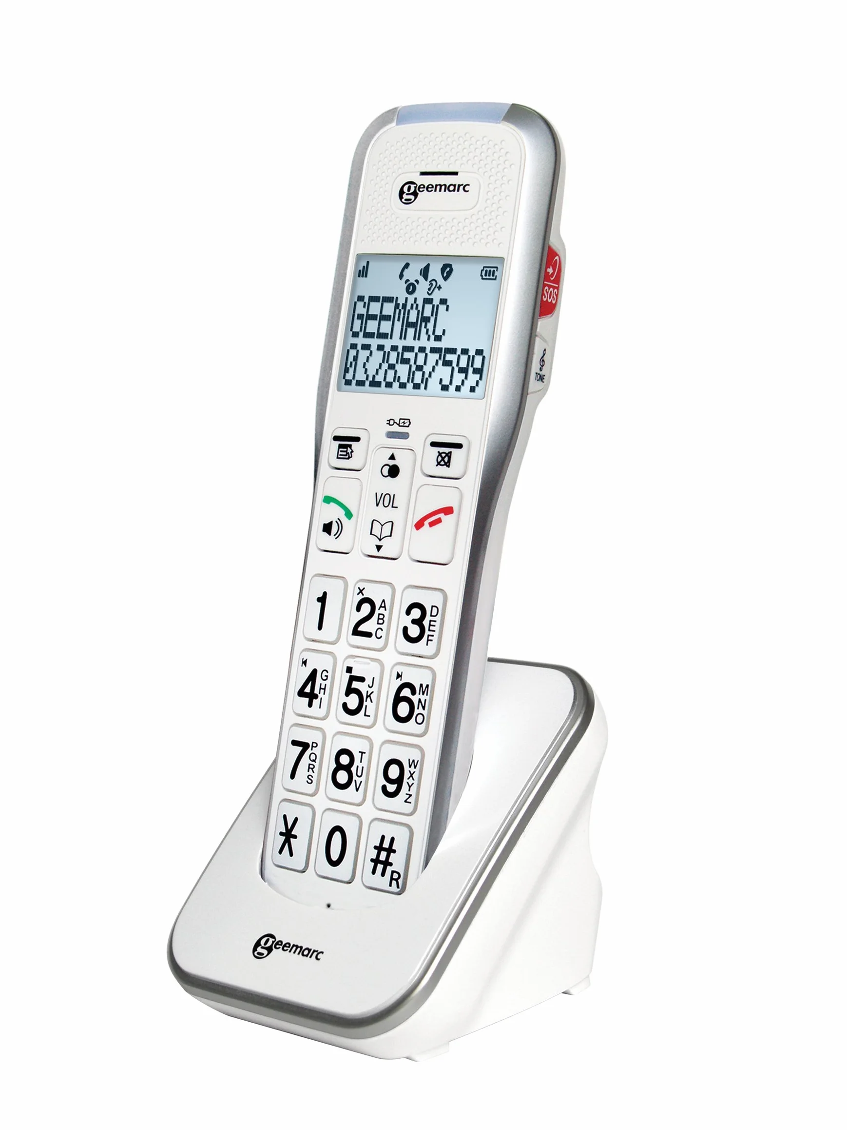 Geemarc Amplidect 595 Combi - Verstärktes schnurgebundenes Telefon und zusätzliches Mobilteil mit Anrufbeantworter und SOS-Funktion für Senioren - Mittlerer bis Schwerer Hörverlust - Version DE