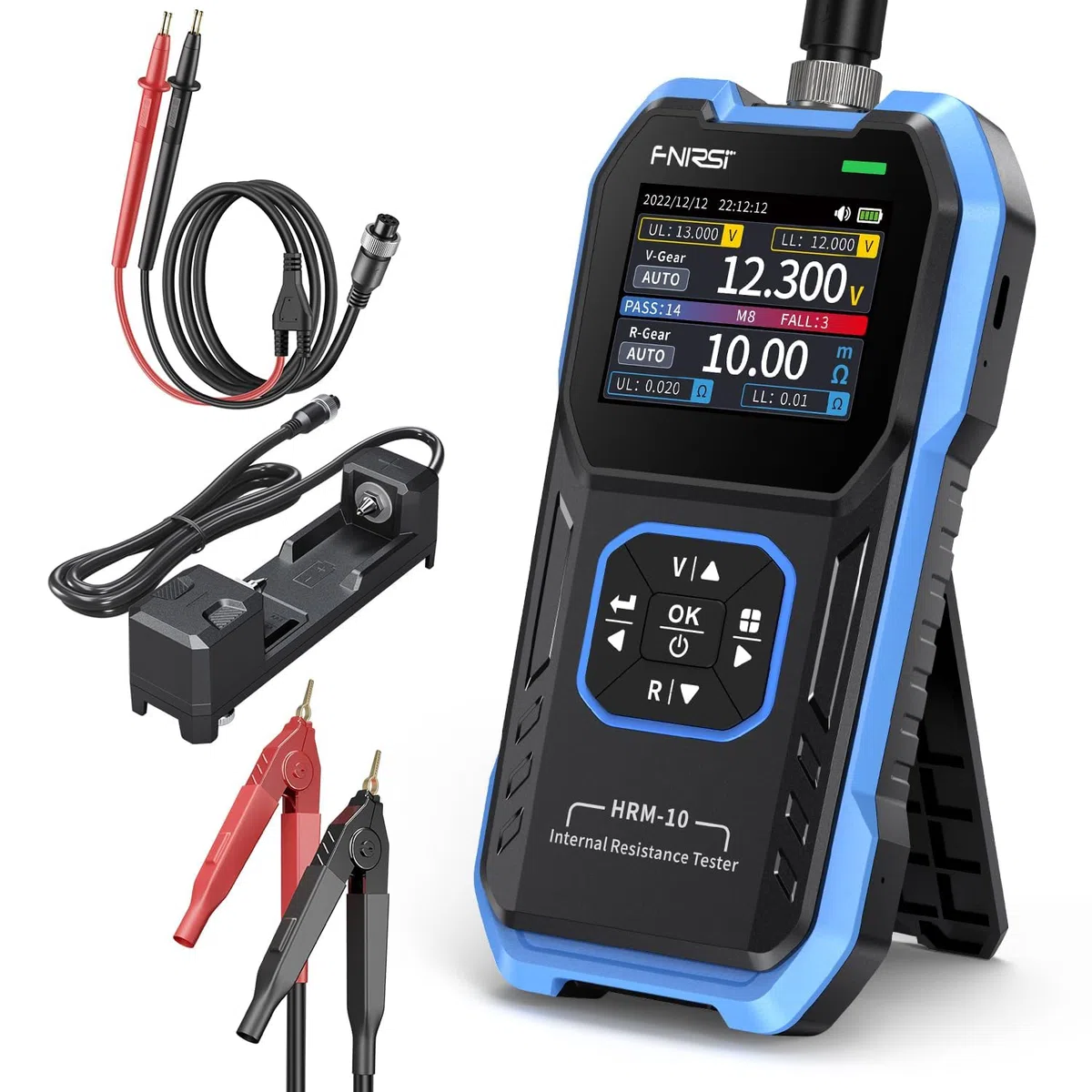 FNIRSI HRM-10 Batterietester für Innenwiderstand und Spannung, Milliohm-Messgerät 100V, 200 Ω, Autobatterietester, Prüfgerät für AAA, AA und alle Batterietypen, Haushaltsbatterie-Analysator