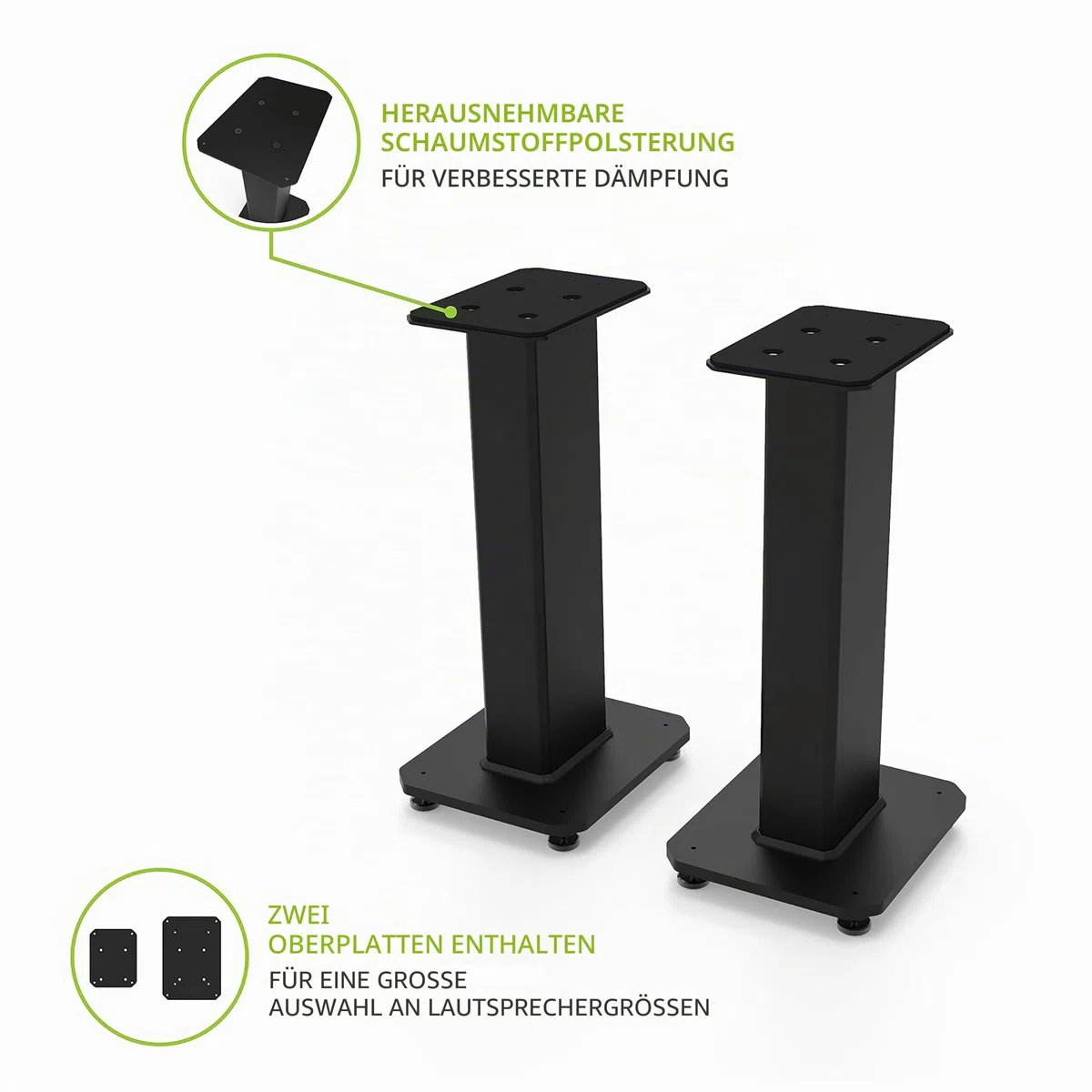 Kanto SX22 Universal Fillable Speaker Floor Stands for Bookshelf Speakers | 22" Tall | Dedicated Cable Channel | Fill Bags Incl. | Pair | Black