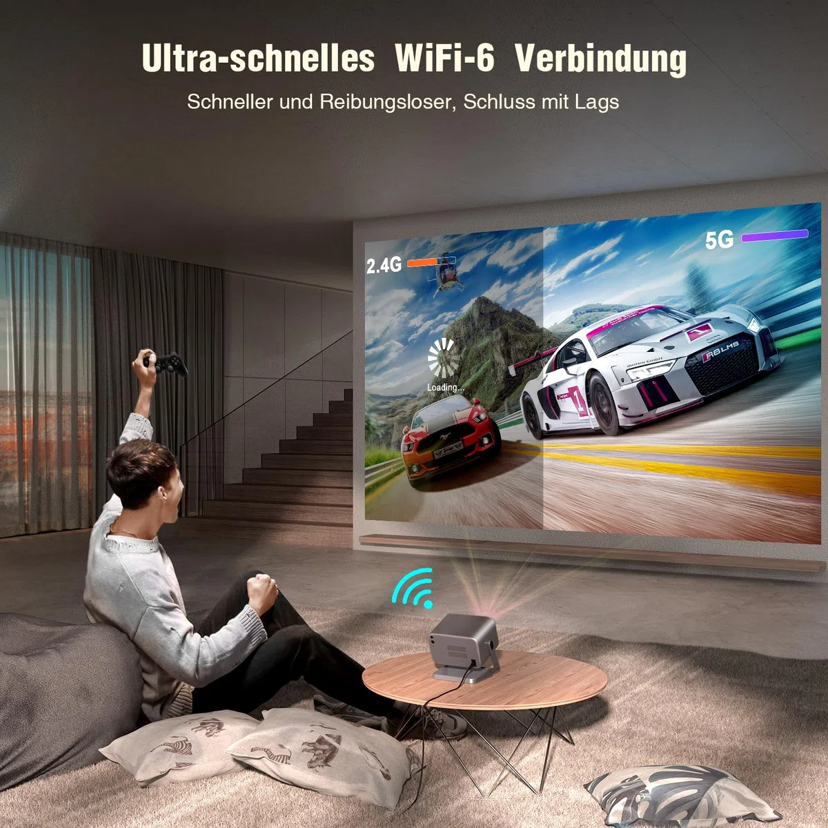 VOPLLS Smart Beamer 4K 35000L Autofokus Trapezkorrektur Full HD 1080P WiFi6 Bluetooth Videoprojektor