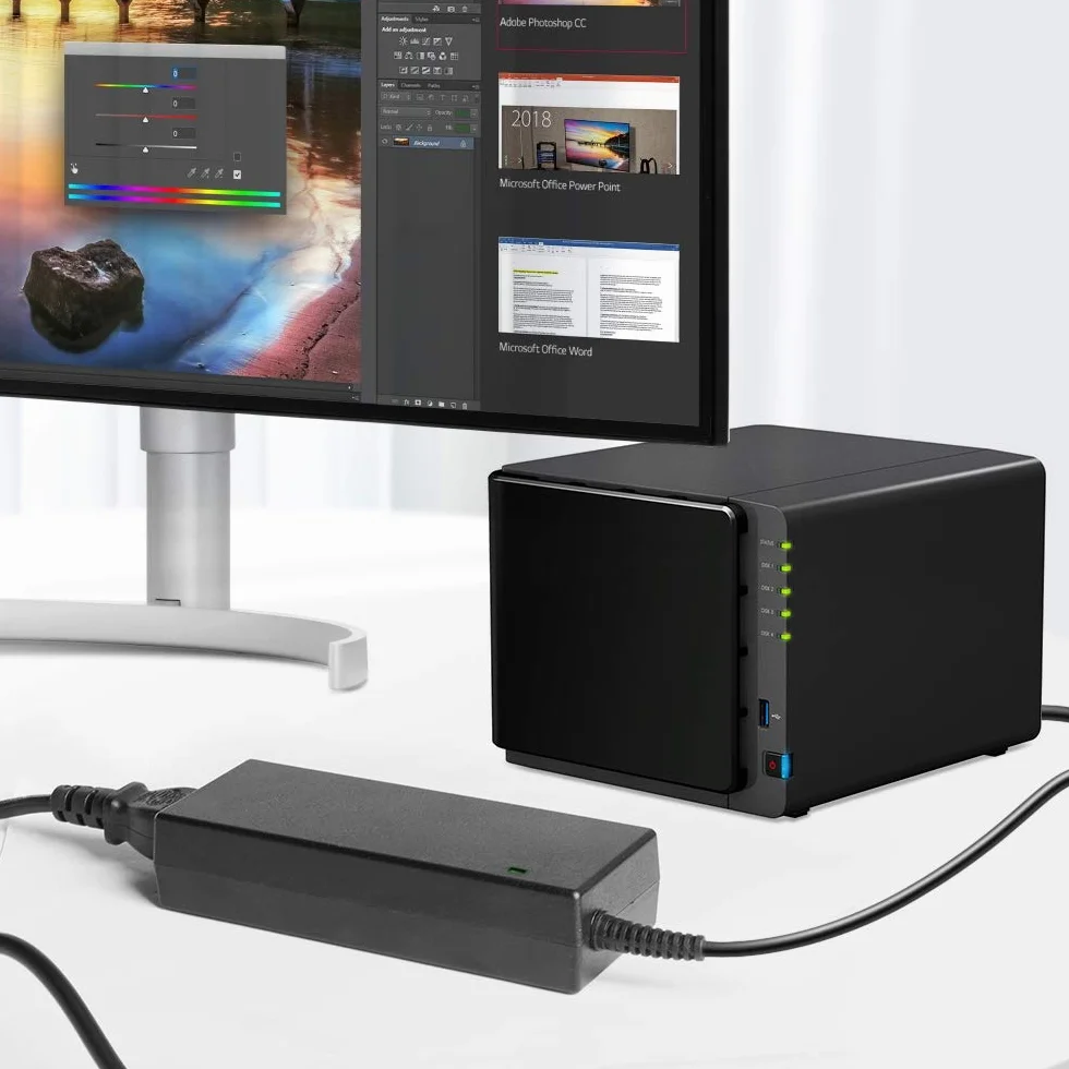 KFD Netzteil 12V 8,33A Ladegerät für Synology NAS DS918+ DS918 DS916+ DS916 DS918 Plus DS415+ DS414 EA11011D-120 Power Supply 4 Polig Adapter Diskstation DS718+ DS920+ DS418 DS409 DS415 DS413j DS412