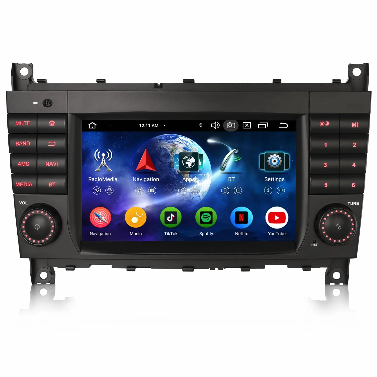 Erisin 8-Kern 4GB+64GB Android 16 Autoradio GPS Navi für Mercedes Benz C-Klasse W203 CLC Klasse W203 C180 G-Klasse W463 Unterstützt Bluetooth 7 Zoll Touchscreen CarPlay Android Auto DAB+ WiFi Canbus
