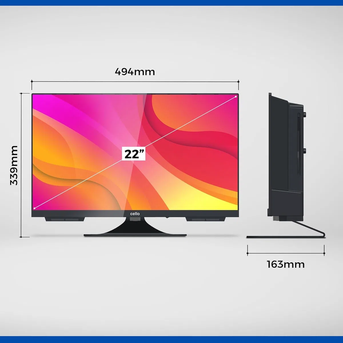 Cello C2224F 22 Zoll Full-HD LED-Fernseher mit DVD-Player, Nicht smart, Triple-Tuner DVB-C/S2/T2, USB-Aufnahme, HDMI, Pitch Perfect Sound