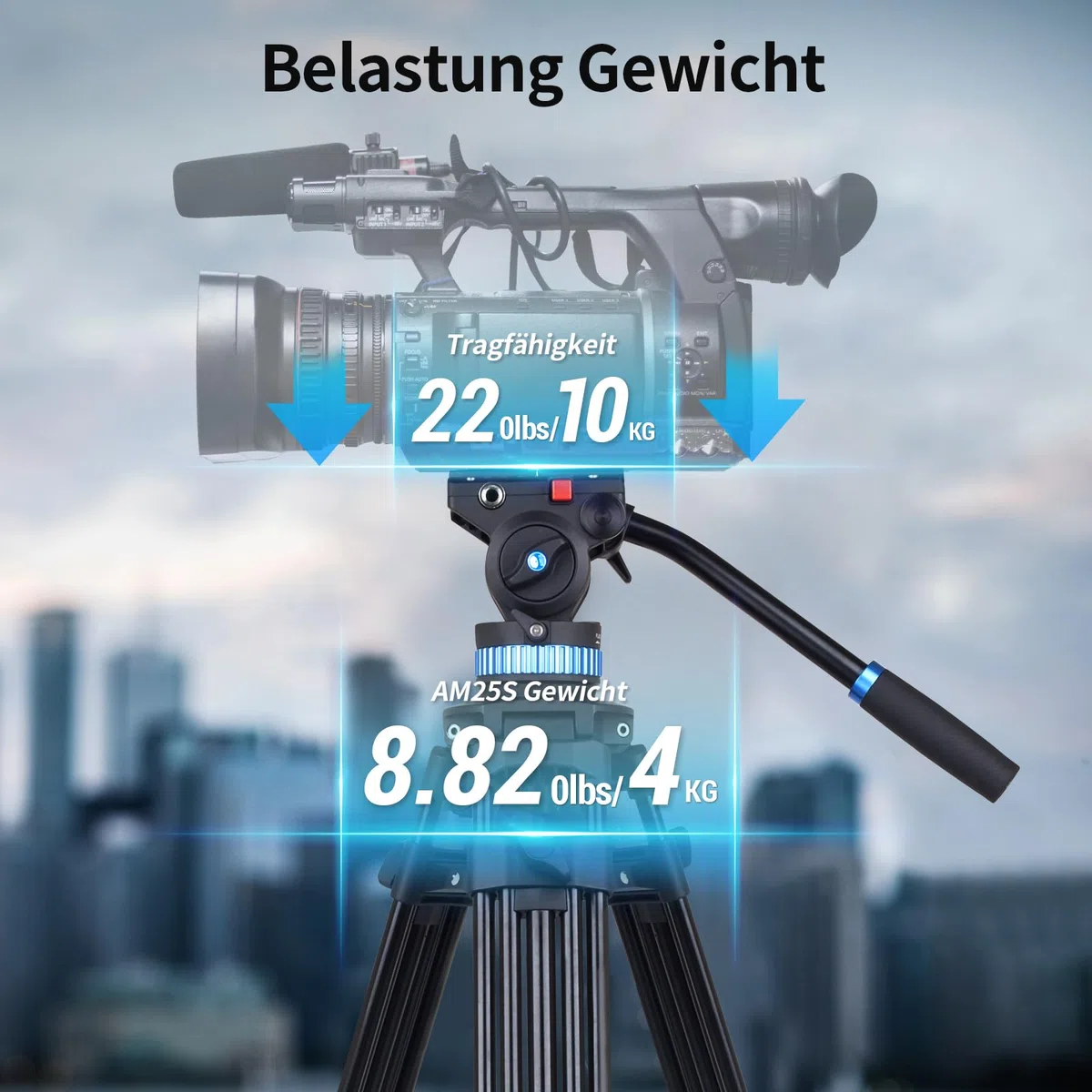SIRUI AM-25S Profi Videostativ mit Fluidkopf, 190cm Aluminium Dreibein-Stativ für Kameras DSLR, 10KG Belastung