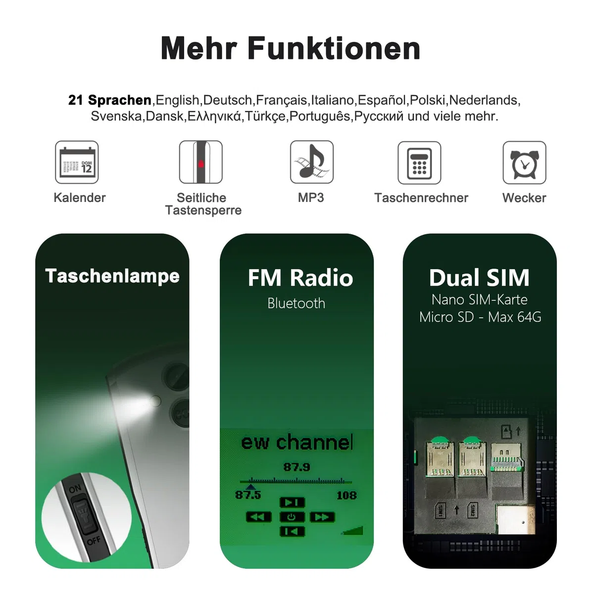 artfone A400 4G Volte Seniorenhandy ohne Vertrag | Großtasten Handy mit Notruftaste&1800mAh Akku,Dual-SIM Tastenhandy mit Tischladestation | Einfaches Mobiltelefon für Senioren, 2,4" Display | Silber