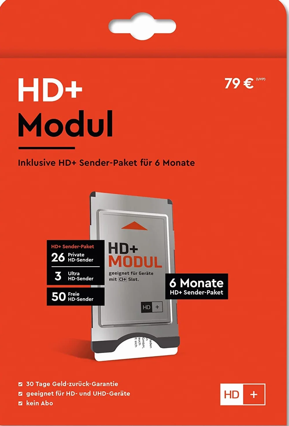 HD PLUS CI+ Modul für 6 Monate (inkl. HD+ Karte, bedingt geeignet für UHD, nur für Satellitenempfang)