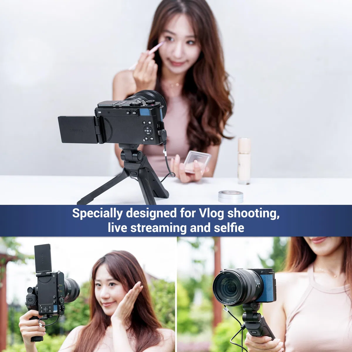 JJC Remote Shooting Grip Travel Desk Tripod for Panasonic G100D S9 Cameras Selfies Vlogging Replace DMW-SHGR2