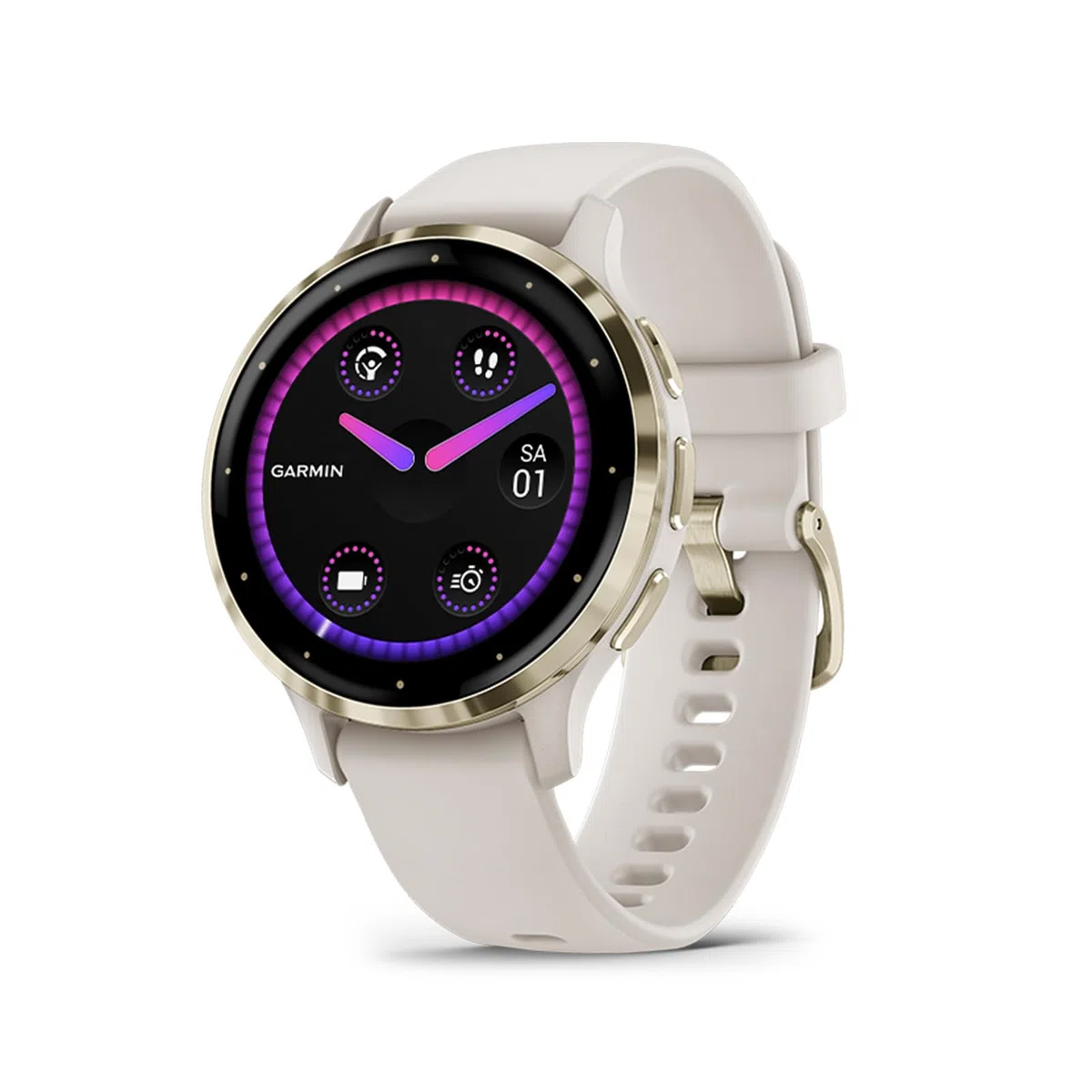 Garmin Venu 3S, 41 mm, GPS-Fitness-Smartwatch, Elfenbein/Softgold | AMOLED Display, bis zu 10 Tage Akkulaufzeit, 30+ Sport-Apps, Schlafanalyse, Garmin Music, Garmin Pay, Silikonarmband