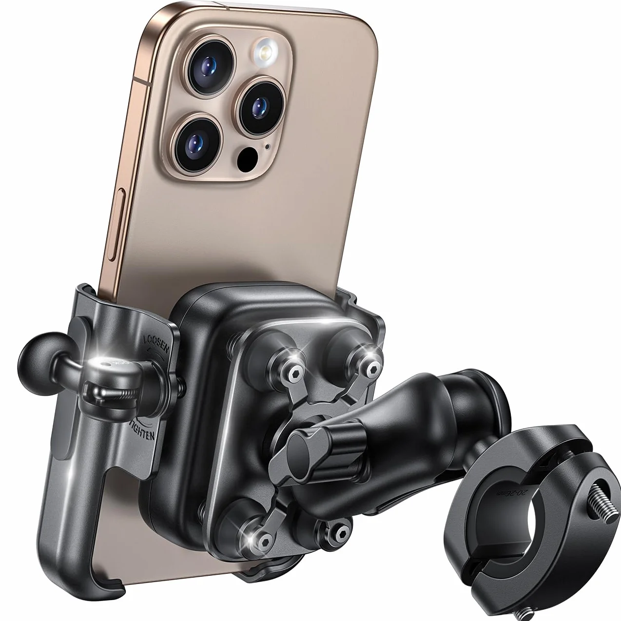 Lamicall Handyhalterung Motorrad, Handyhalter Fahrrad Lenker, Ganzmetall | [Ideal für Video] Vibrationsgedämpfte Handy Halterung Motorrad Halter mit Verlängerungsarm, für iPhone 17, Samsung, 7,2 Zoll
