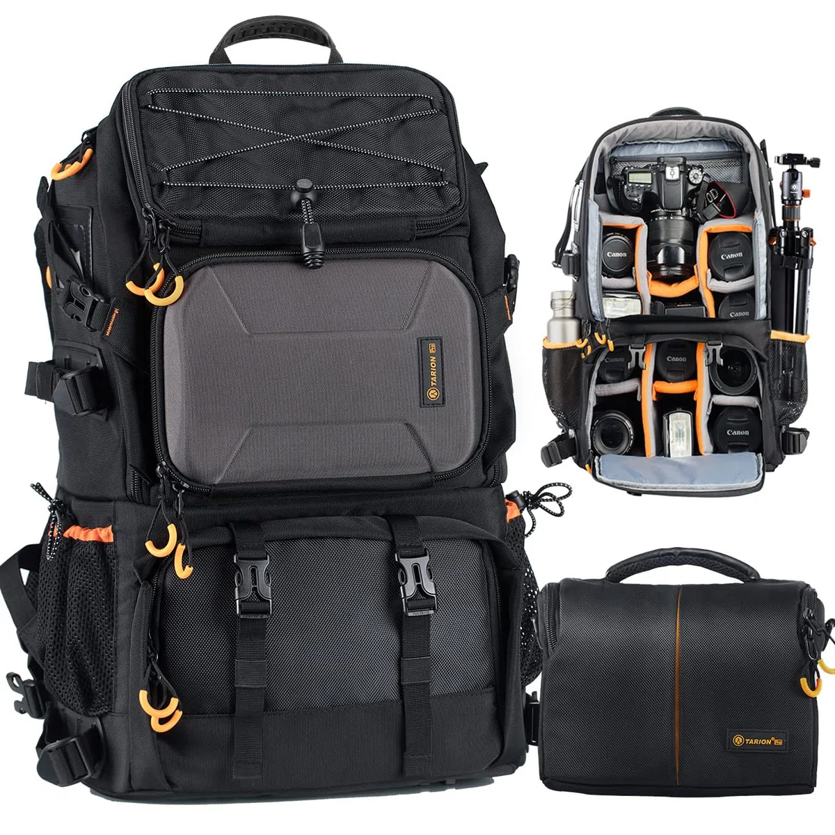 TARION Kamerarucksack Fotorucksack Groß 2-in-1 mit Extra Kameratasche für Spiegelreflex D-SLR(27 Liter, Schwarz)