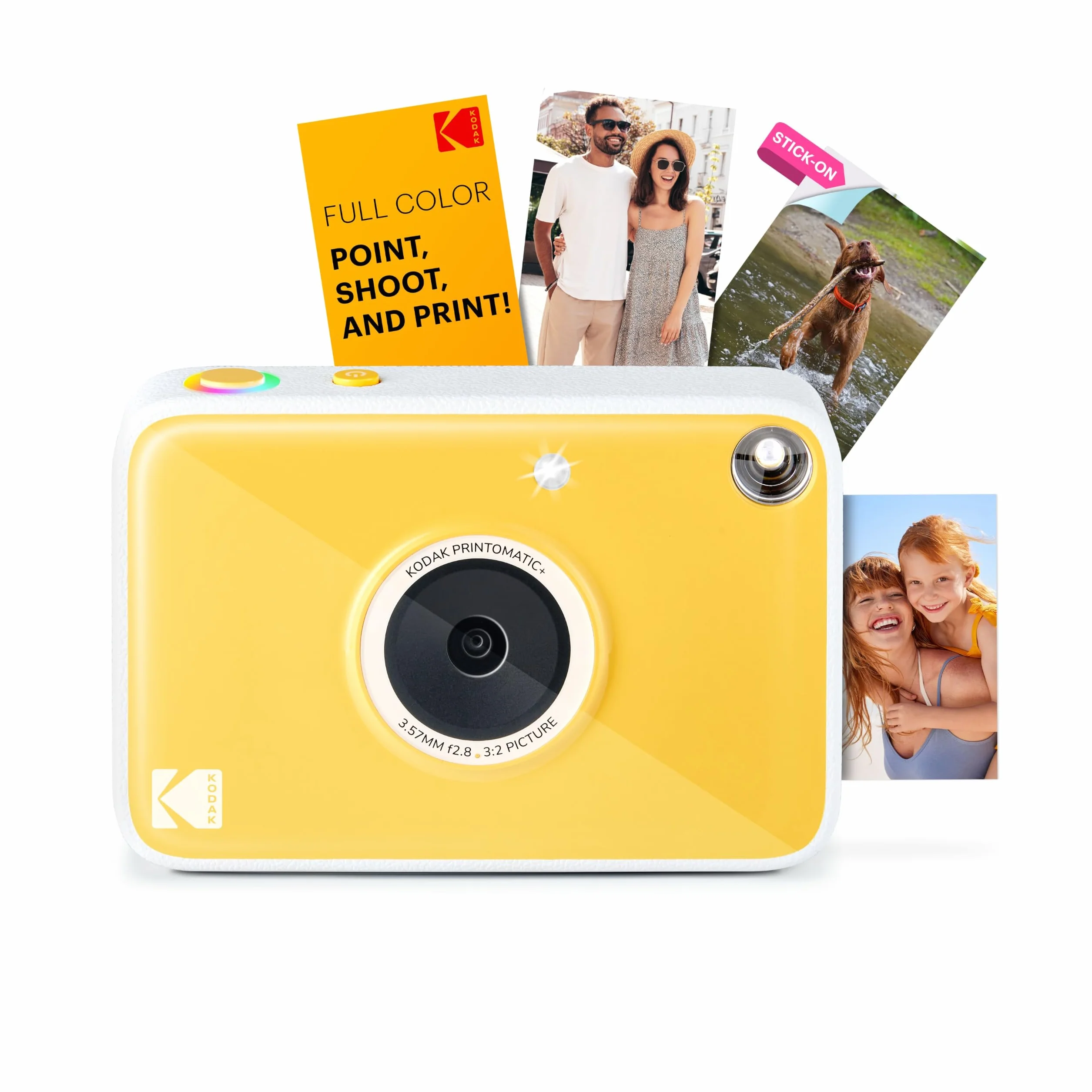Kodak Printomatic+ Sofortbild-Digitalkamera, Zink-Fotopapier 2x3 (5,1x7,5 cm) 10 MP, RGB-LED, Gelb