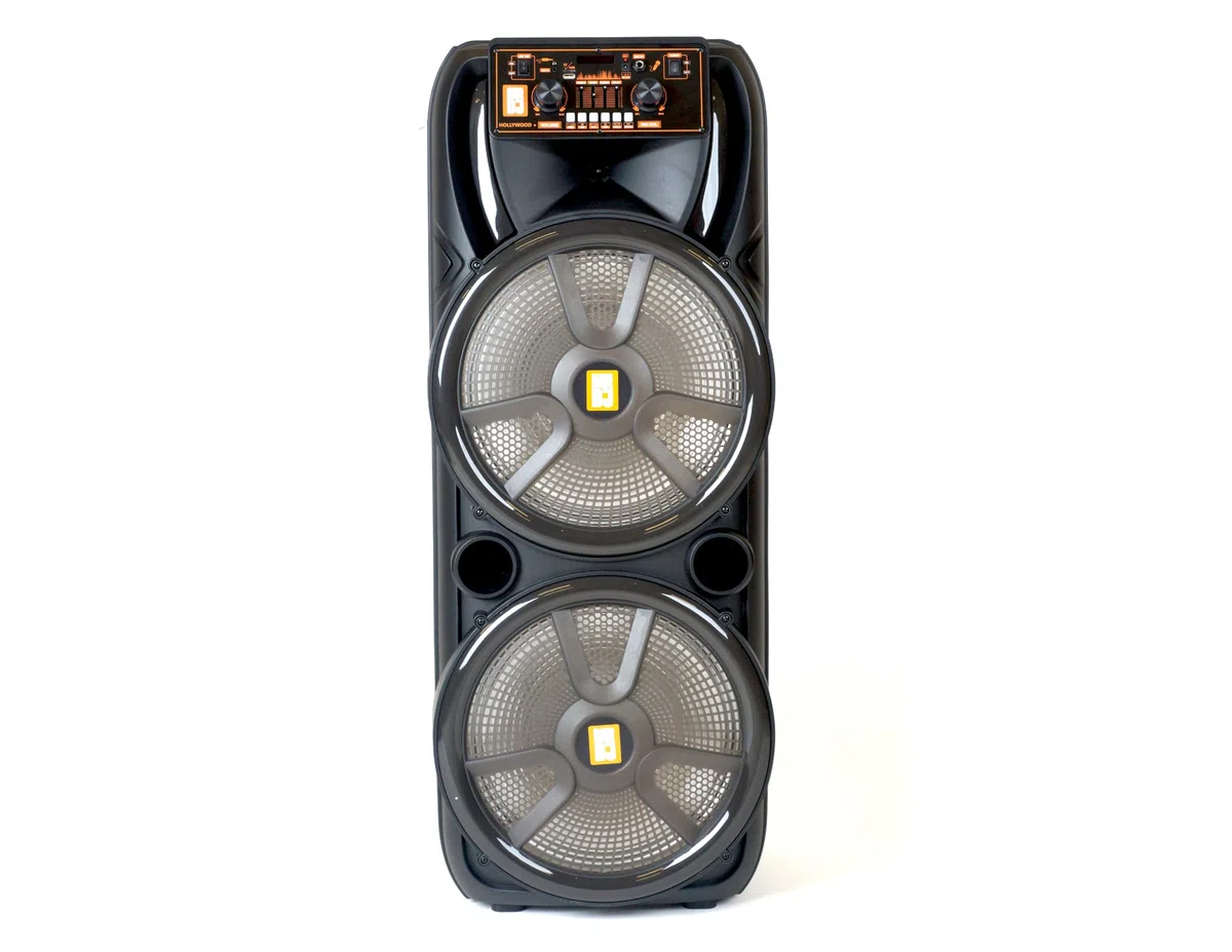 MR DJ Hollywood+ Dual 38.1 cm Wiederaufladbare Tragbare Bluetooth Karaoke Lautsprecher Party Flamme Lichter mit 2 Wireless Mikrofon TWS USB FM Radio