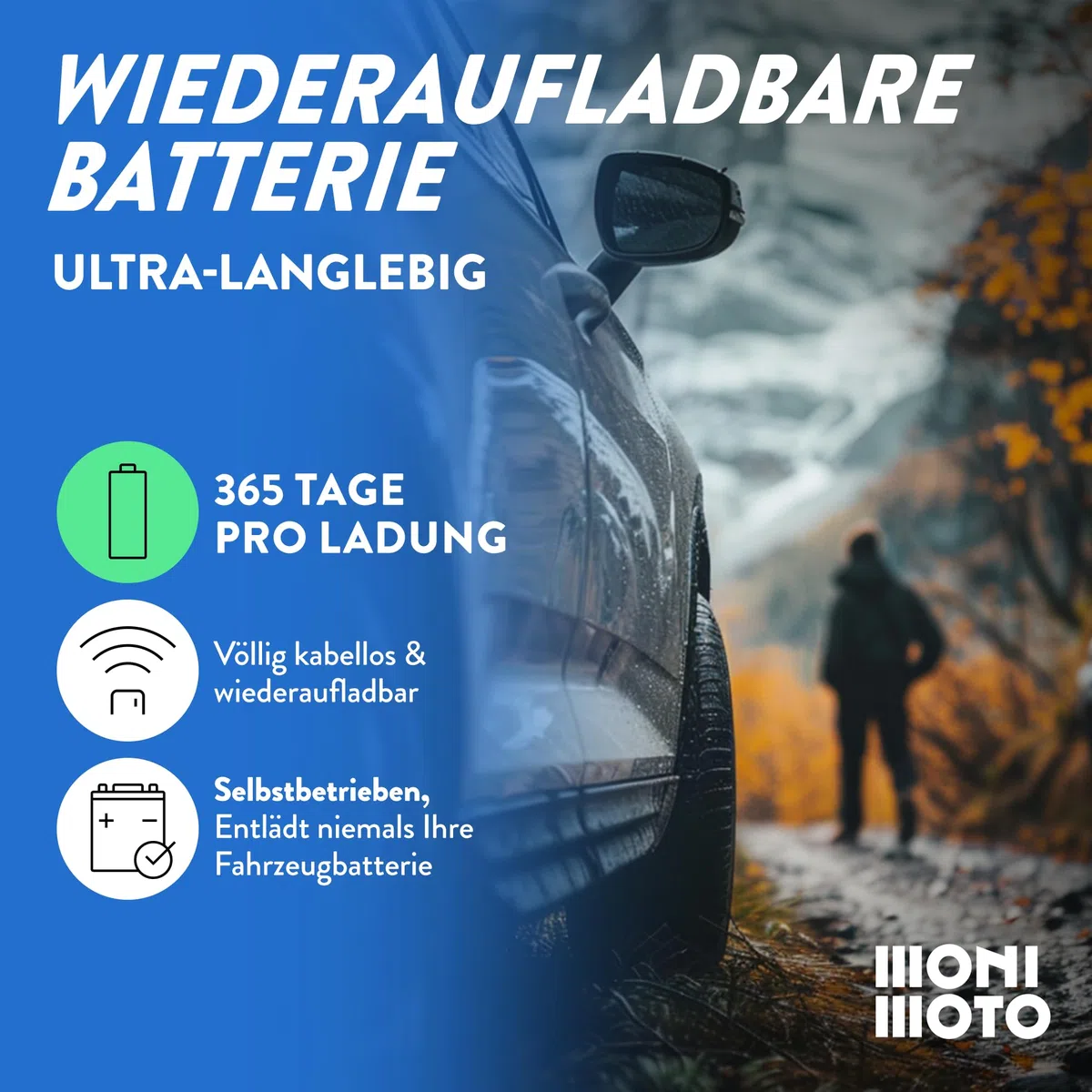 Monimoto 9 Anti-Diebstahl GPS und Alarm Tracker DIY-Installation, Keine Verkabelung, wasserdicht, globale Abdeckung - Smart GPS-Tracker für Motorräder, Autos, Fahrräder, ATVs, Boote, Wohnmobile