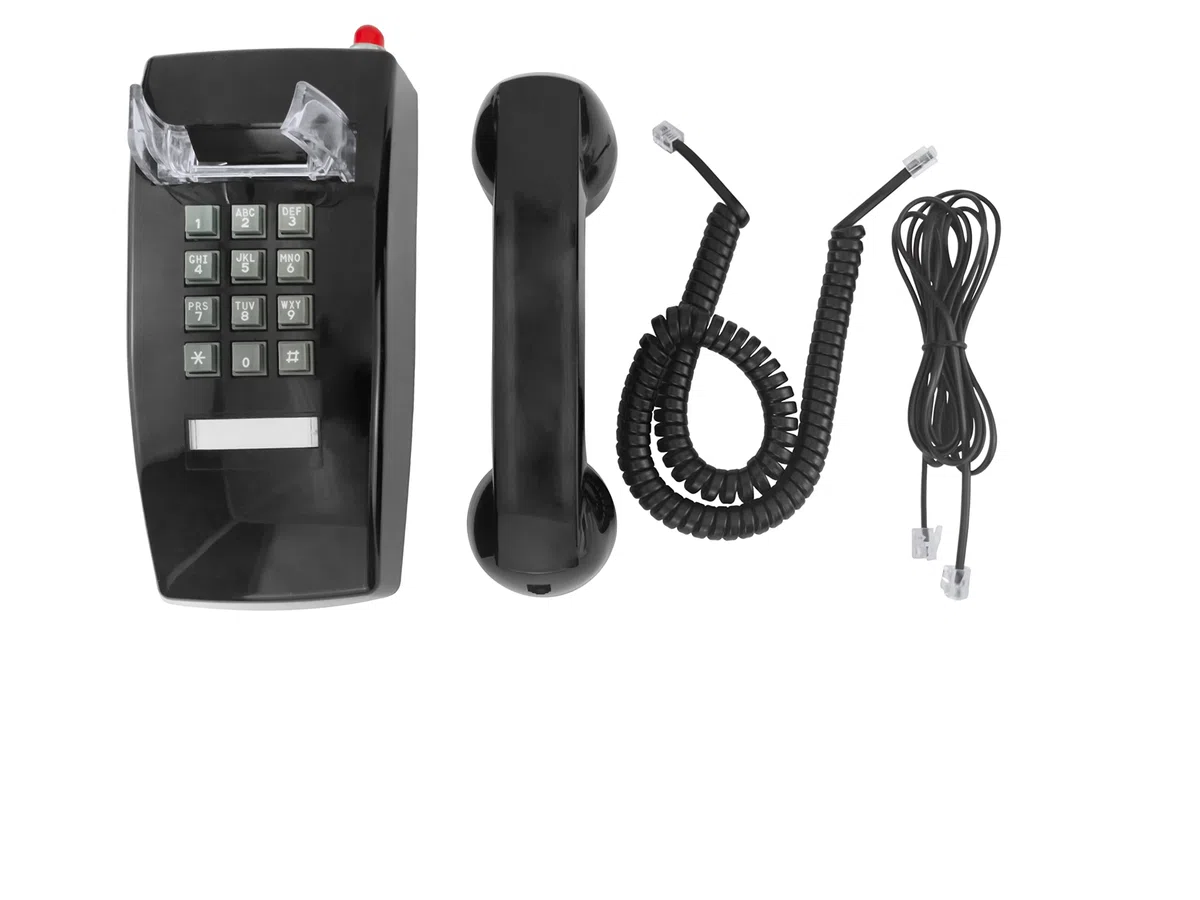 Opis WallFon Cable in Schwarz : Kabelgebundenes Nostalgie Wandtelefon für echte Retro Liebhaber