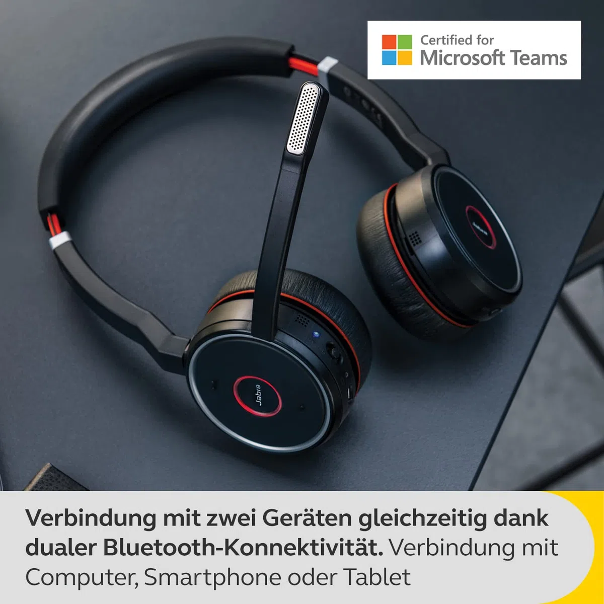 Jabra Evolve 75 SE Schnurloses Stereo-Headset - Bluetooth-Headset mit Mikrofon mit ANC und Ladestation - Für MS Teams Zertifiziert, kompatibel mit Allen gängigen Plattformen - Schwarz