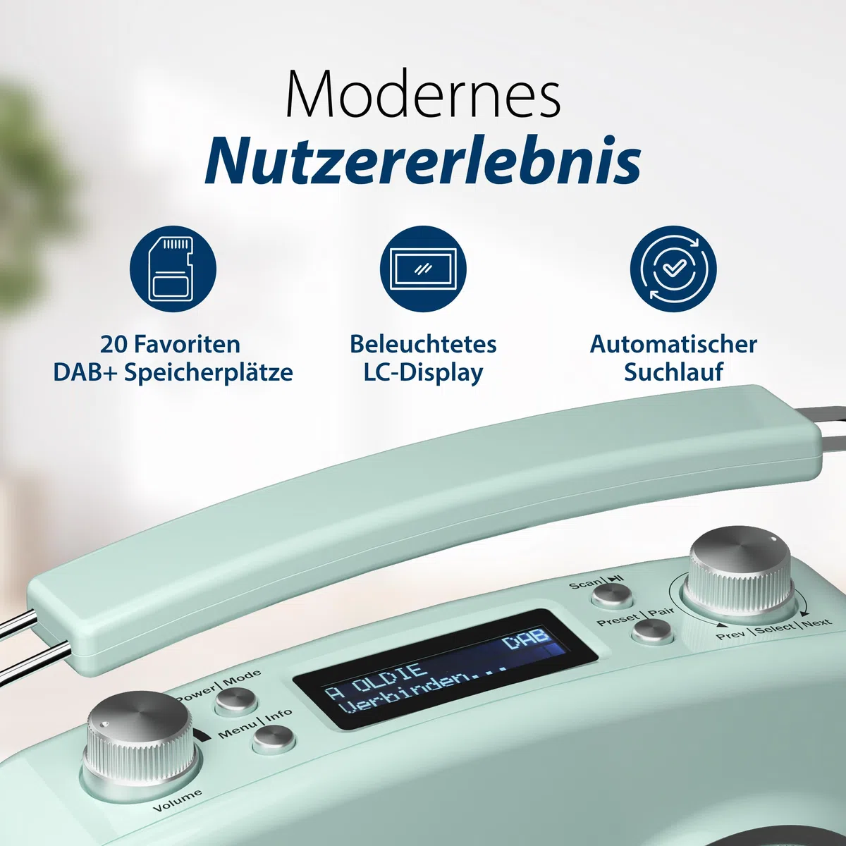 Blaupunkt LIDO VDR 10, Blau Nostalgieradio, DAB+ Radio Retro Design, digitales Radio mit Senderspeicher, Retro DAB Radio mit Bluetooth, UKW Empfang, kompakte Bauweise