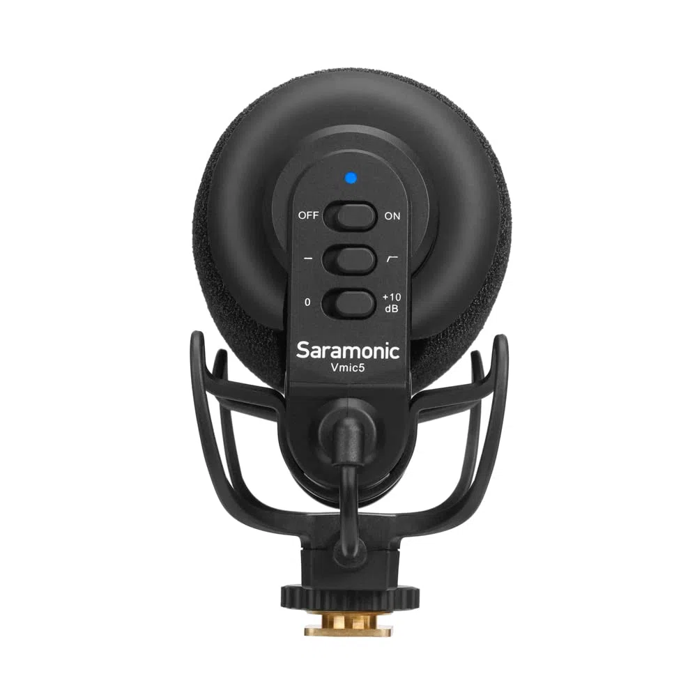 Saramonic Professionelles On-Kamera-Supernierenmikrofon mit 2-stufiger Verstärkung, 150 Hz Hochpassfilter, Kopfhörerausgang und 150-Stunden-Li-Ionen-Akku (VMIC5), Schwarz