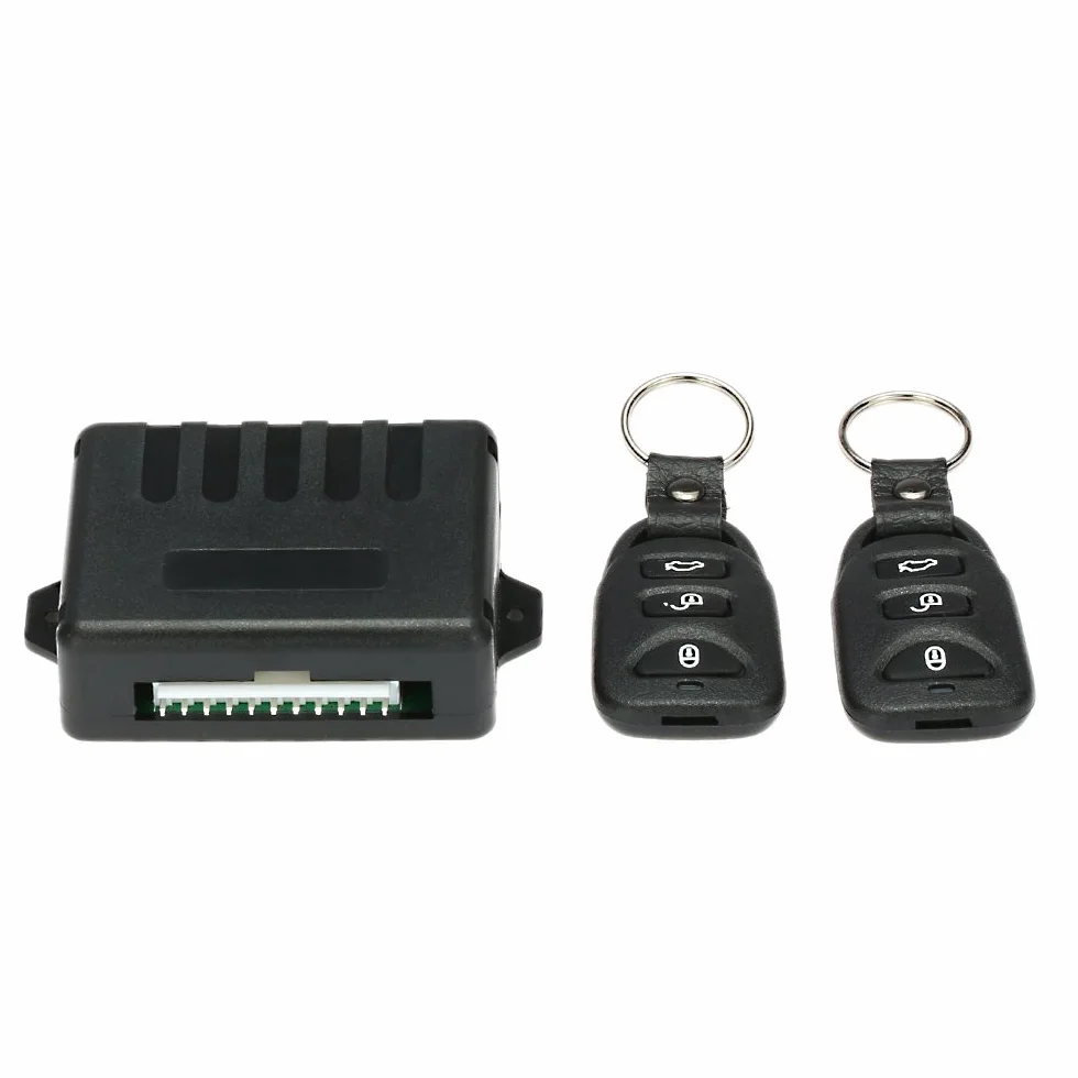 Geevorks Universal-Autotürschloss, 12 V, schlüsselloses Zugangssystem mit 2 Fernbedienungen, Auto-Power-Türschloss, Fernbedienung, Zentralverriegelung, Schwarz, 4 Stück