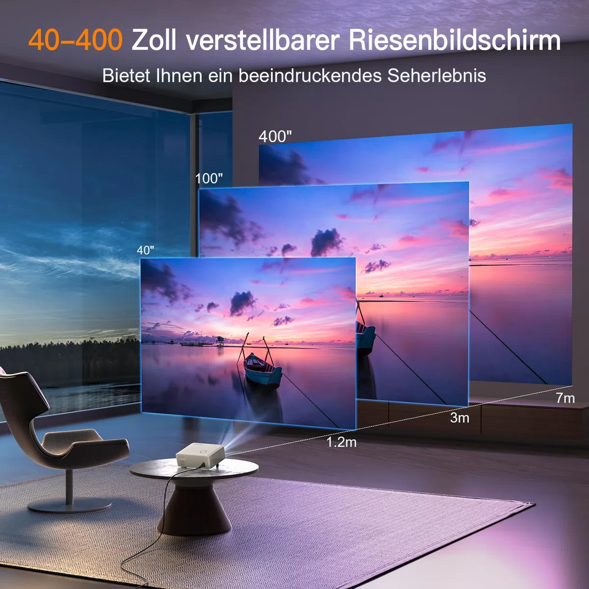 [Autofokus/Trapezkorrektu] Beamer 4K unterstützt, XuanPad Nativer 1080P 6G WiFi Bluetooth Beamer, 28000L Outdoor/Heimkino Video Projektor mit Stativ für iOS/Andriod/TV Stick