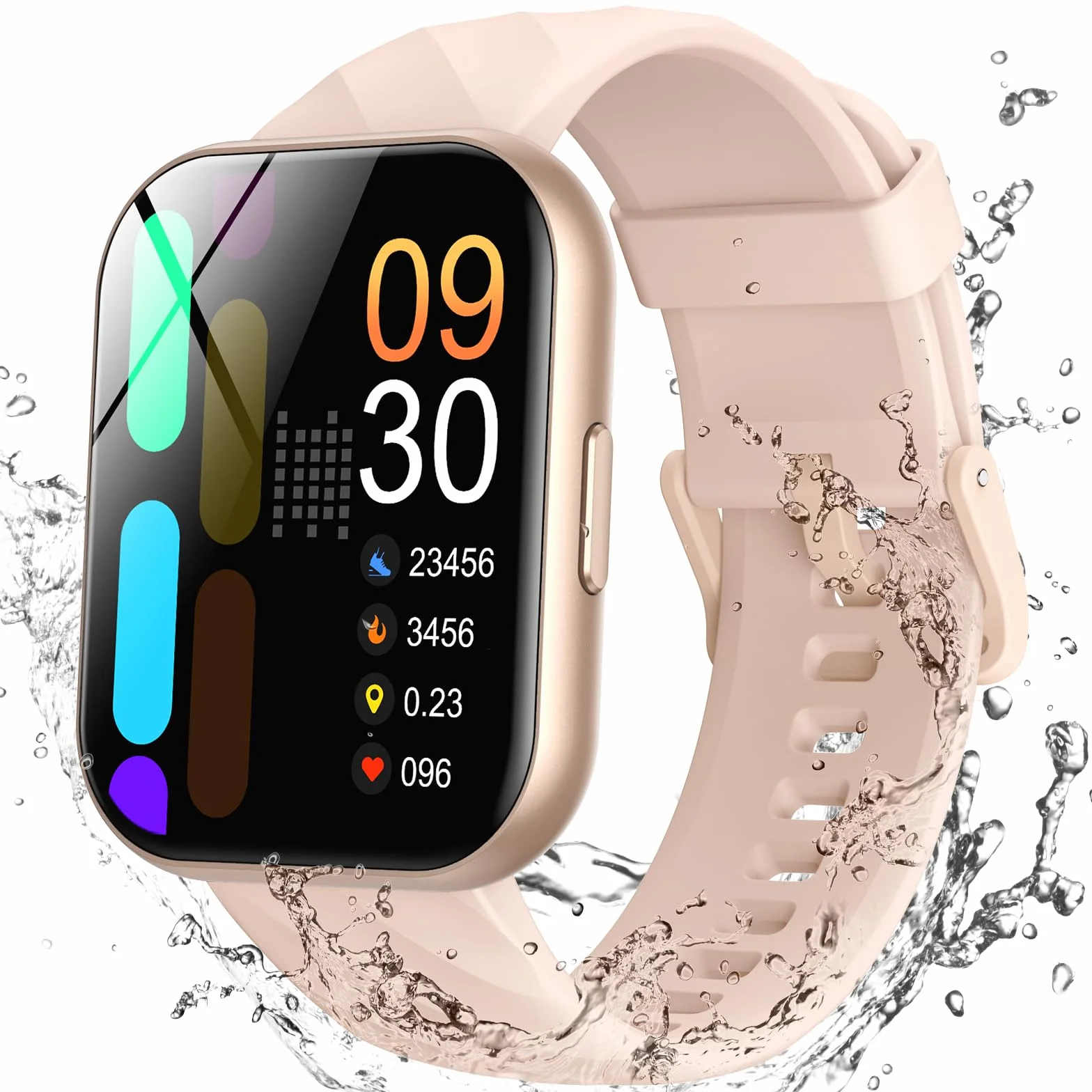 Parsonver Smartwatch Damen 5ATM Wasserdicht Sportuhr Schwimmen 1,8" HD Fitnessuhr 100+ Sportmodi Herzfrequenz Schlaftracking Android iOS Roségold FF2