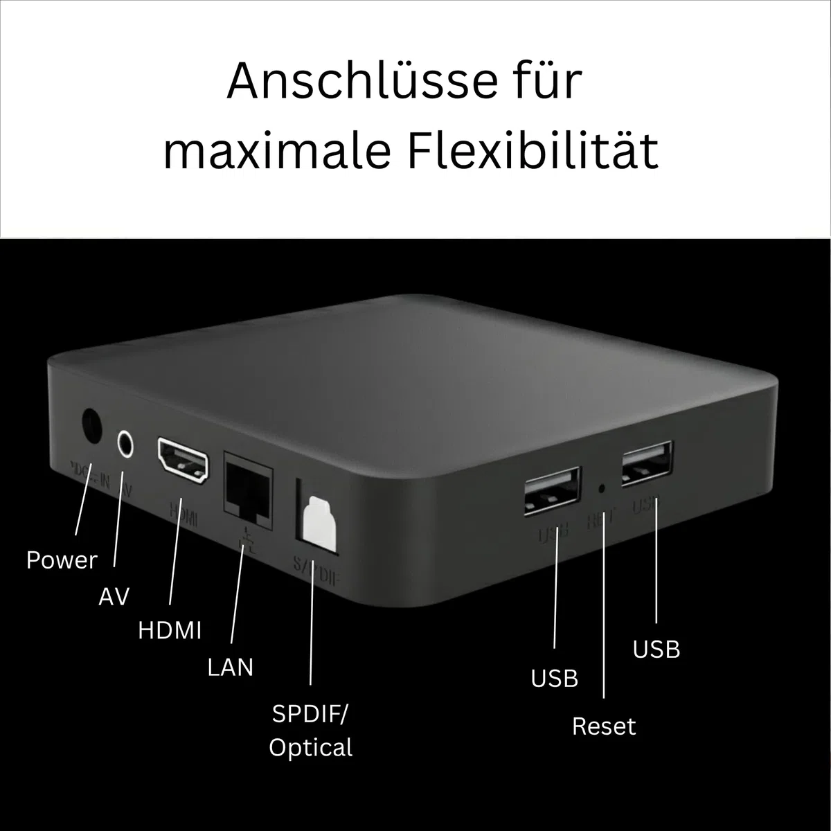 GD2 4K Streaming Box - Google TV Smart Mediaplayer, Unterstützt Netflix & Prime in 4K, AV1, HDR10+, LAN, 2X USB, Dualband WiFi, Sprachsteuerung