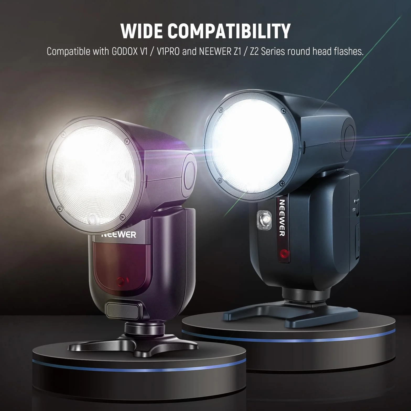NEEWER Flash Zubehör Set mit Silikon Diffusor, Gitter, Reflektor, 6X Farbgel und 1x magnetischem Adapterring, kompatibel mit Godox V1/V1 PRO NEEWER Z1 Z2 Round Head Kamera Blitz Flashlight, CRS5