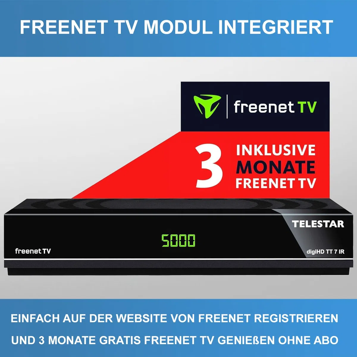Telestar DVB-T2 Hybrid Receiver mit Antenne, HDMI Kabel und HD USB Mediaplayer