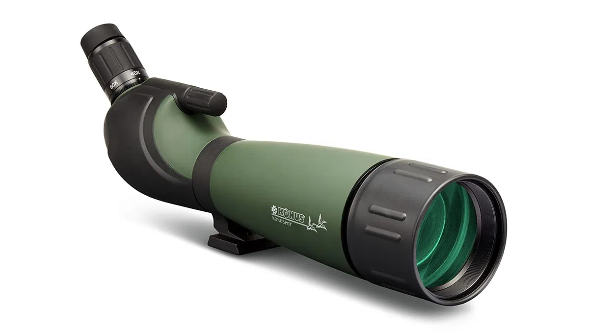 KONUS | KONUSPOT-65 Spektiv für die Jagd und den Schießsport, ideal für die Vogelbeobachtung in der Morgen- und Abenddämmerung, Zoom/Durchmesser 15-45x65, mit Tischstativ und Smartphone-Halterung