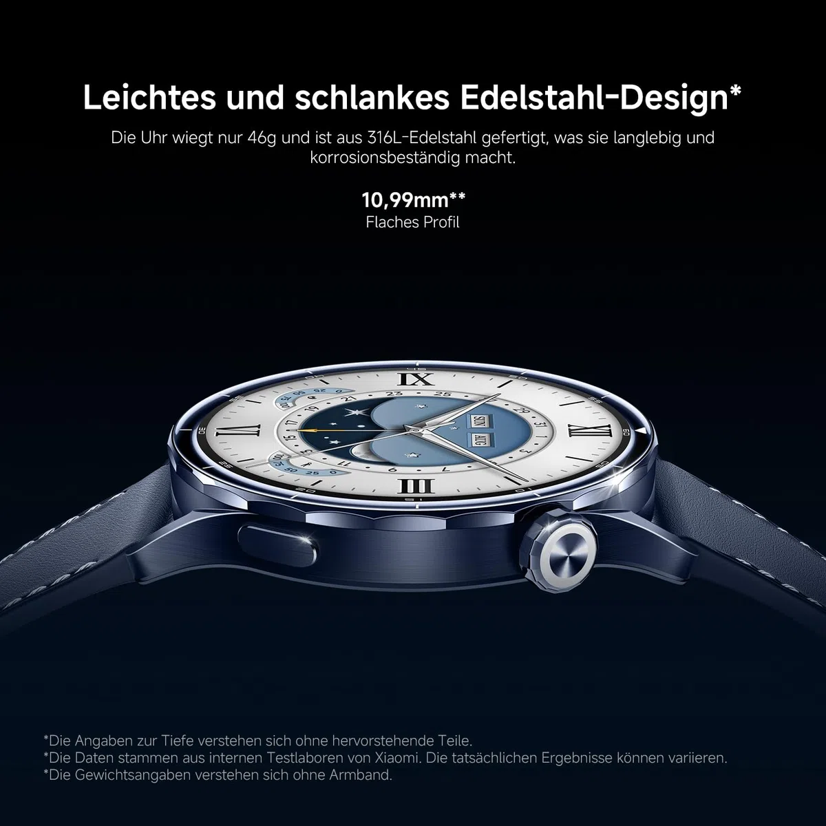 XIAOMI Watch S5 46mm Smartwatch 1,48" AMOLED Fitness-Tracker Herzfrequenz Schlafüberwachung 21 Tage Akku Dualband-GPS NFC Schwarz