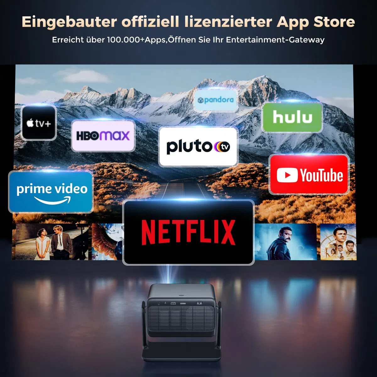 AMEELA 1080P Beamer mit WiFi und Bluetooth, Autofokus/Trapezkorrektur, 30000 Lumen, Dolby Audio, Videoprojektor für IOS/Android/PS5