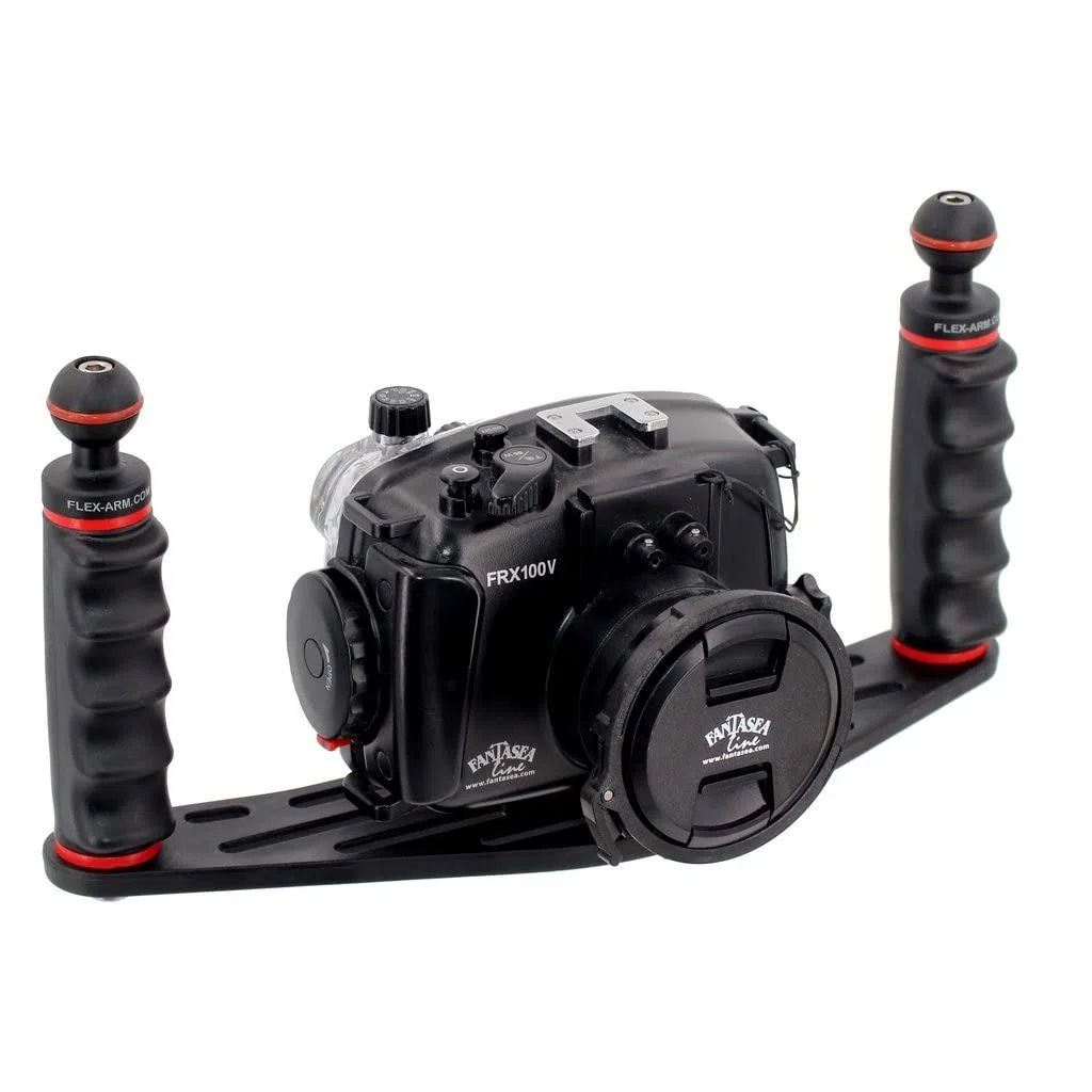 Kameraschiene 320 mm für Unterwassergehäuse mit Doppelgriff und Kugel 25 mm Unterwasserfotografie FLEX-ARM ST20204