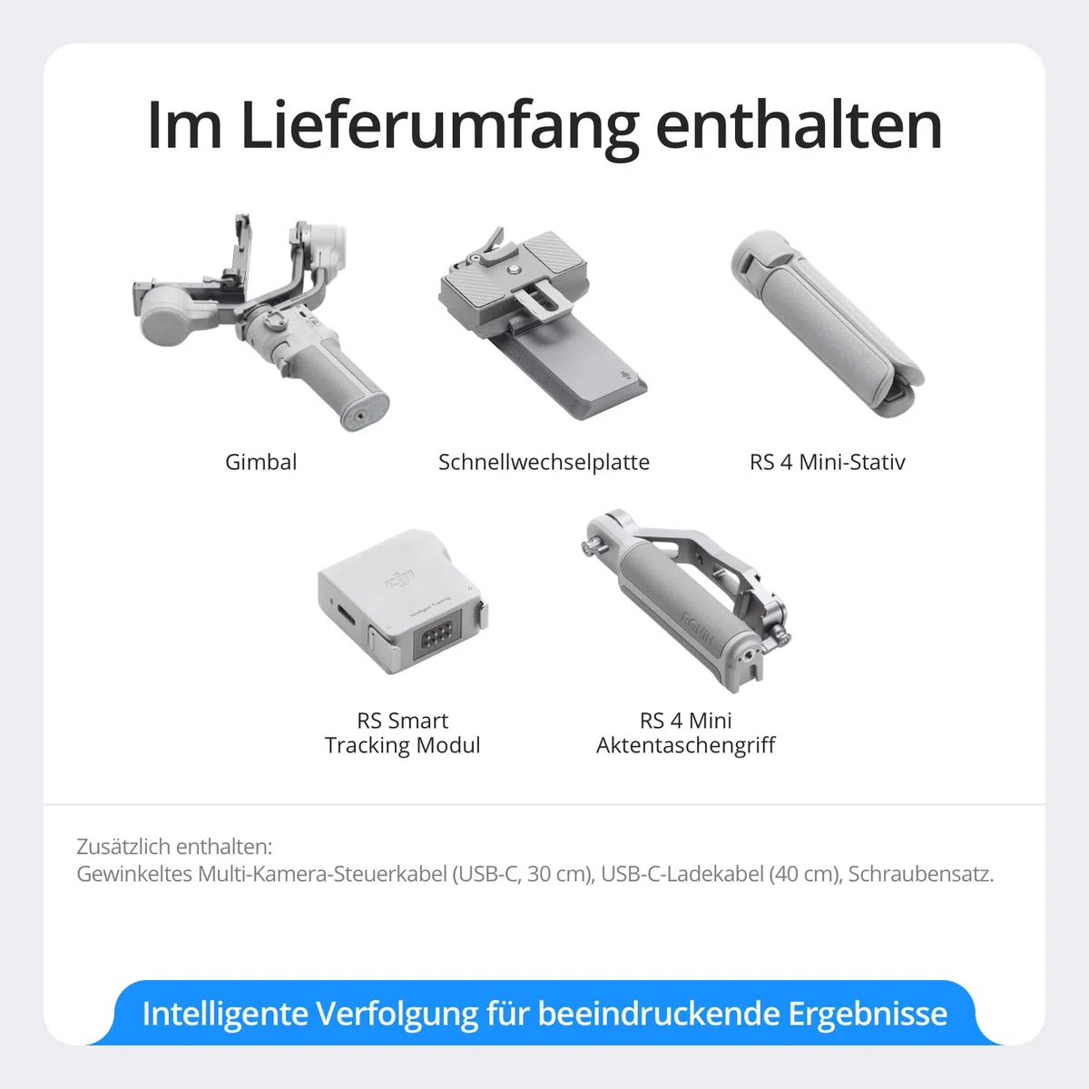 DJI RS 4 Mini Combo, Gimbal Stabilisator, Canon/Sony/Nikon/Fujifilm | Intelligentes Tracking-Modul, Aktentaschengriff, Native vertikale Aufnahmen der 3. Gen., Teflon-verbessertes Balancieren
