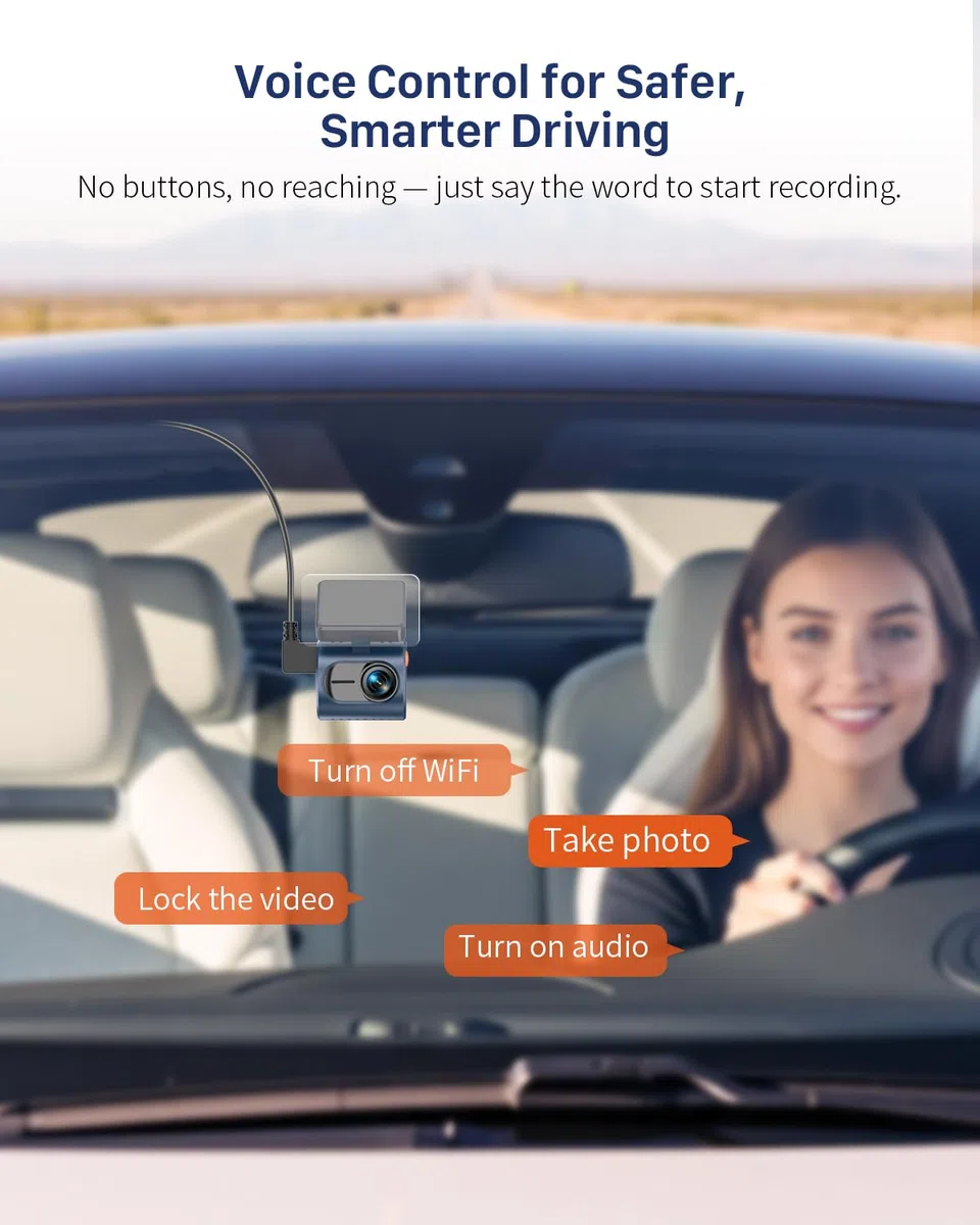 KAWA 2K Dashcam, Tarnanzeige & Sprachsteuerung & WLAN-Kamera fürs Auto | Frontkamera, inkl. 32GB TF-Karte, G-Sensor & Loop-Aufnahme, App-Steuerung, NightEagle Engine, 24-h-Parküberwachung