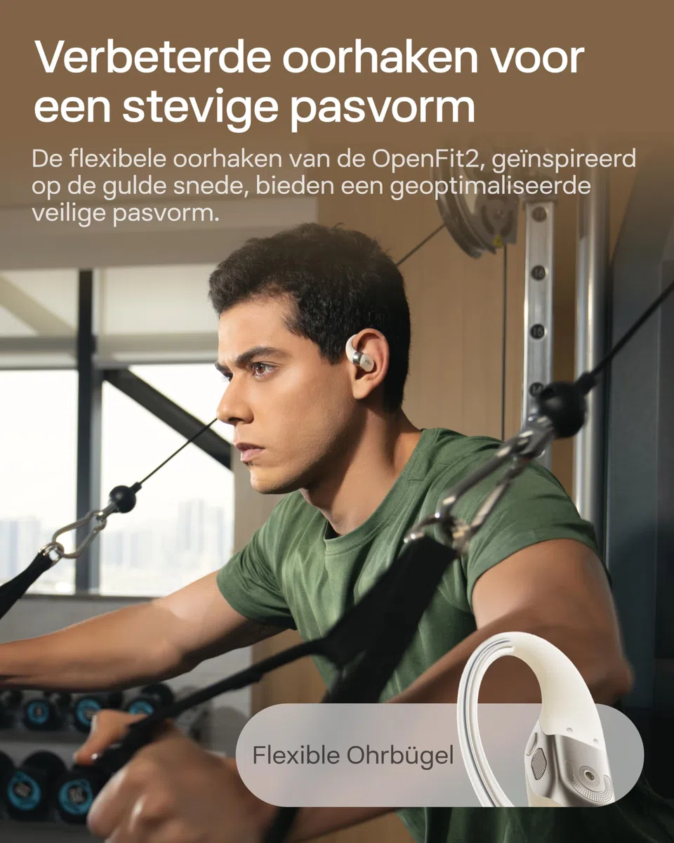 SHOKZ OpenFit 2 Open-Ear-Kopfhörer, True-Wireless-Bluetooth-Ohrhörer mit Mikrofon, Ohrbügel-Open-Ear Headphones mit 48 Stunden Wiedergabezeit, Schnellladung, IP55 Wasserfest, mit Tragetasche, Schwarz