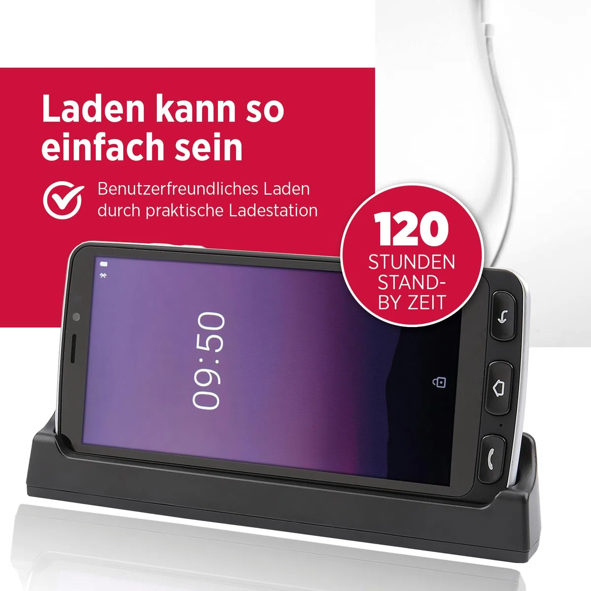 Olympia NEO+ schwarz Seniorenhandy | Senioren Smartphone mit großem Display & Notruftaste | Extra einfache Bedienung | Seniorenhandy mit Whatsapp | Android 15 | Senioren Handy 4G LTE |Seniorenhandys