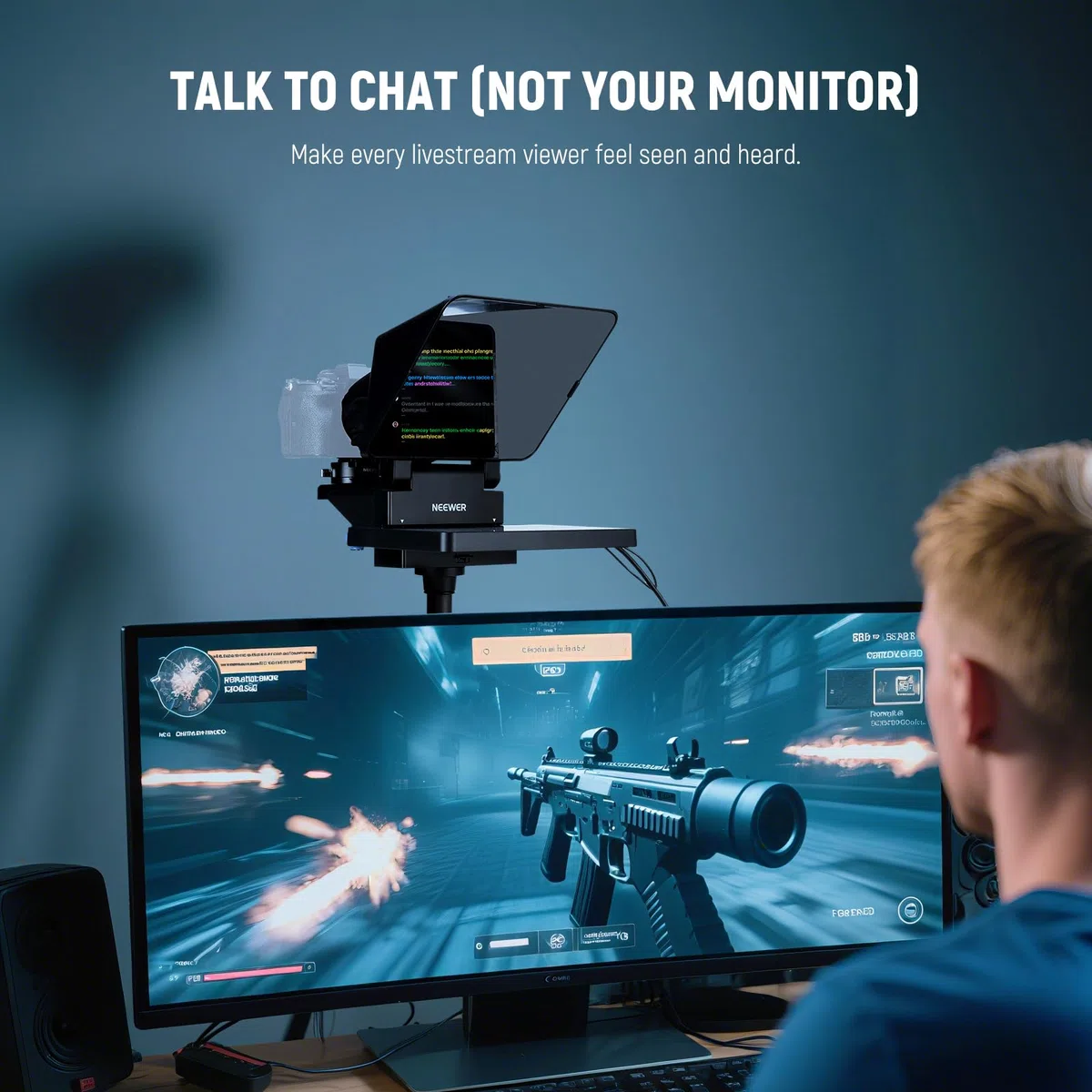 NEEWER 2 in 1 Teleprompter 11 Zoll mit Monitor für Windows MacOS, Tragbare Prompter für Kamera Webcam Handy Tablet Bildschirm Spiegelung, für YouTube Twitch Live Streaming Konferenz, X11