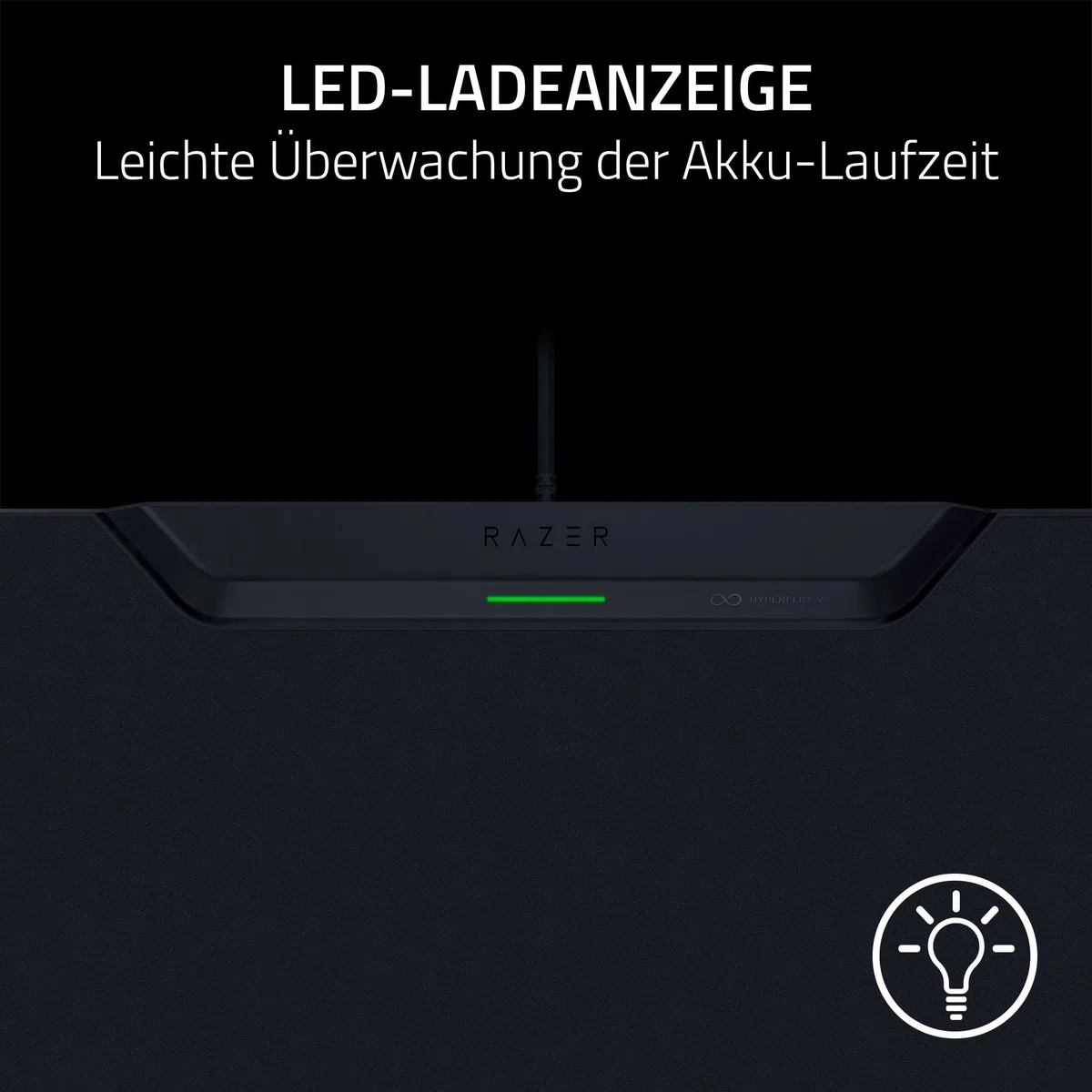 Razer HyperFlux V2 - Kabelloses Lademauspad System für Gaming-Mäuse - Gaming-Mausmatte & Lade-Puck (LED-Ladeanzeige, Anti-Rutsch Gummifüße, Autopairing, USB Anschluß) Schwarz