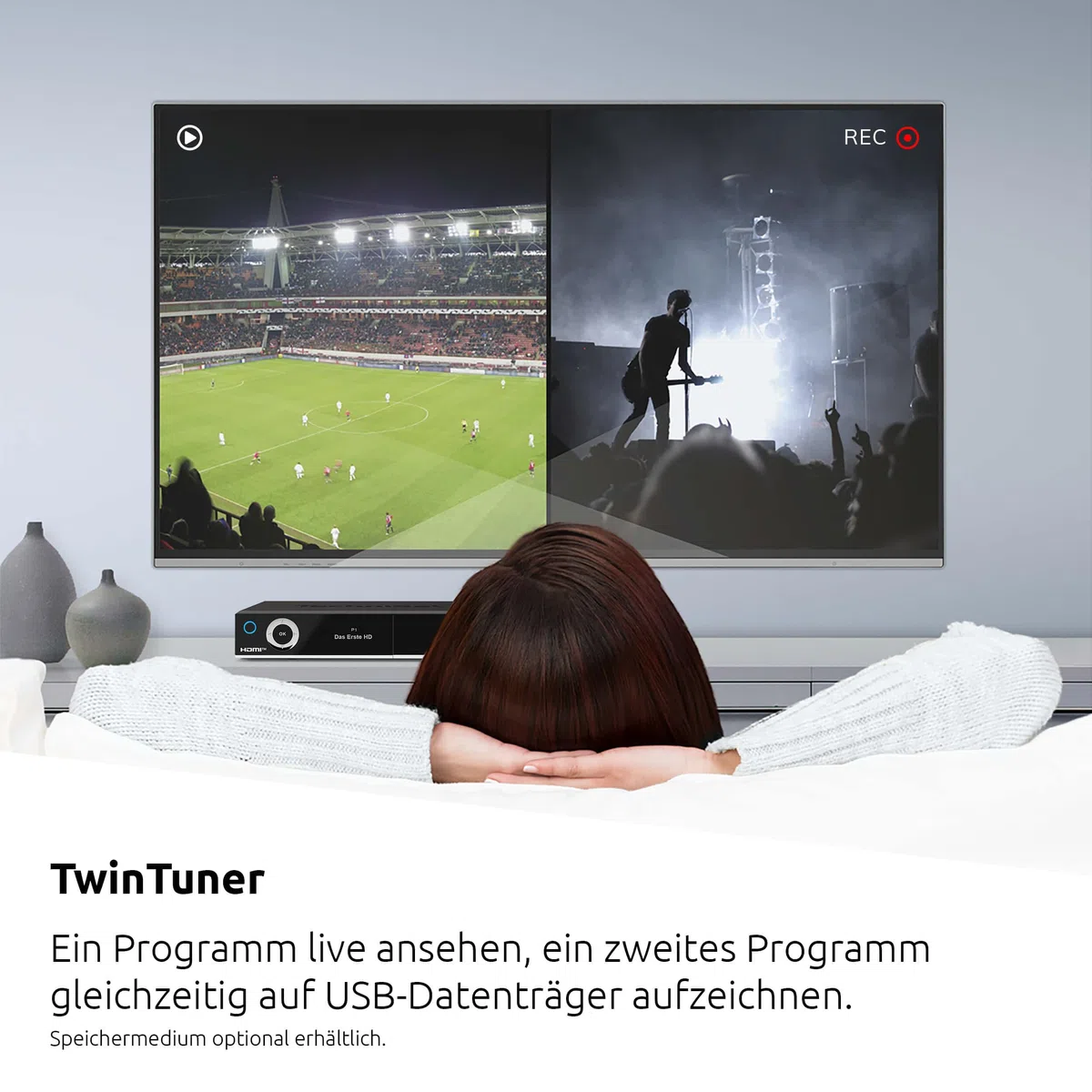 TechniSat DIGIPLUS UHD S2-4K Sat Receiver mit alphanumerischem Display und Twin Tuner (DVB-S/DVB-S2, HEVC, H.265, PVR Aufnahmefunktion, WLAN, LAN, CI+, USB, OLED) schwarz